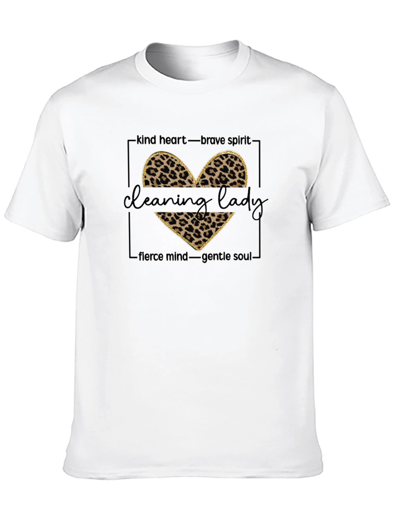 Cleaning Lady Leopard Print Heart T-Shirt
