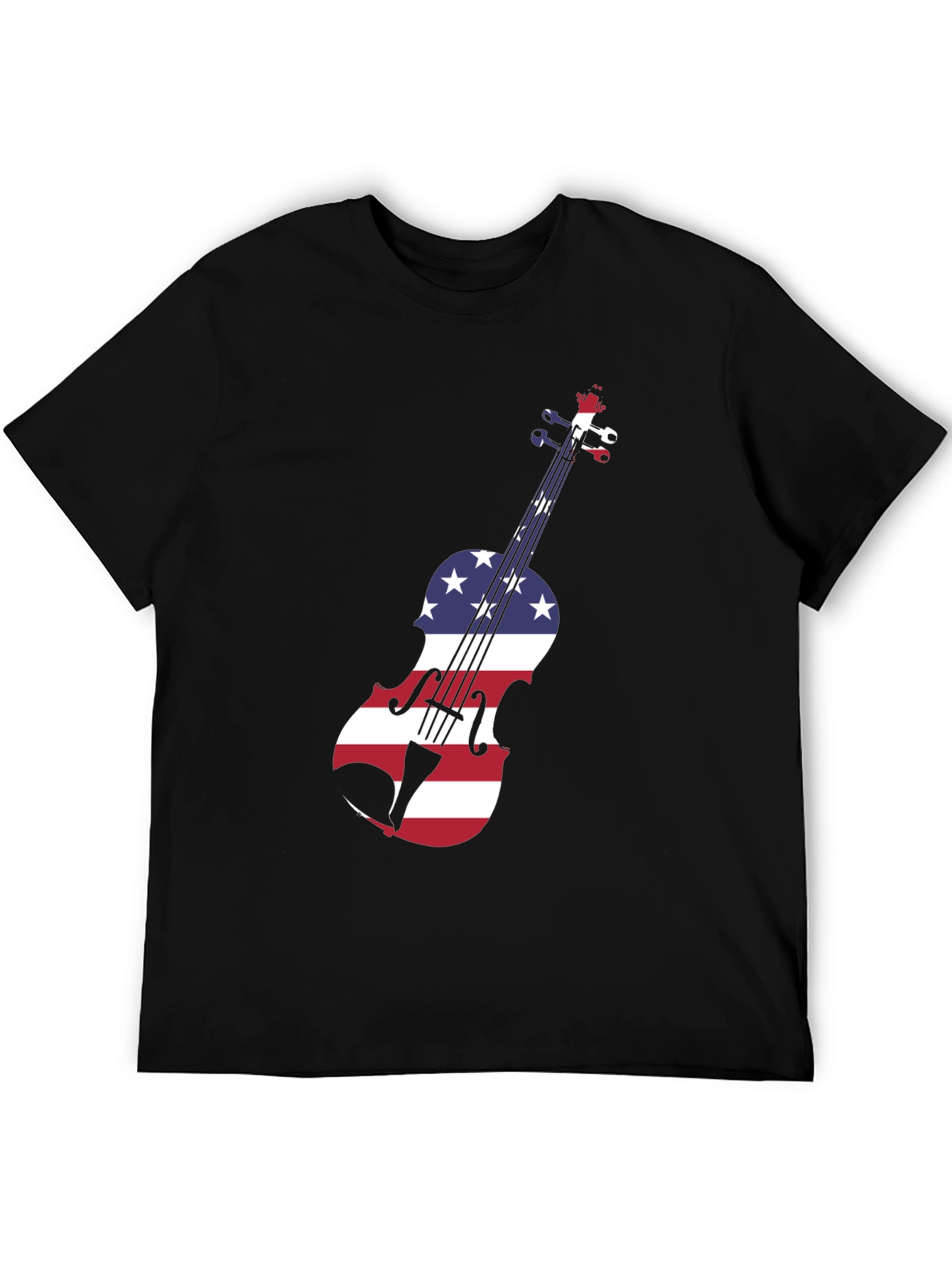 Patriotic Violin Graphic Tee - Black