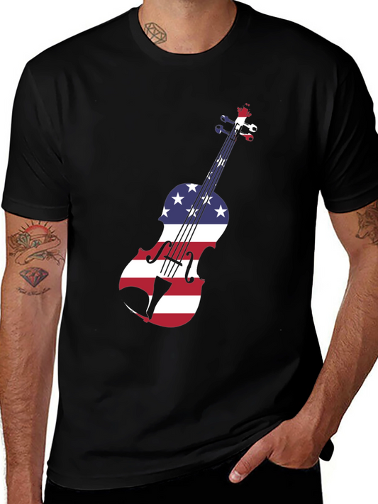 Patriotic Violin Graphic Tee - Black