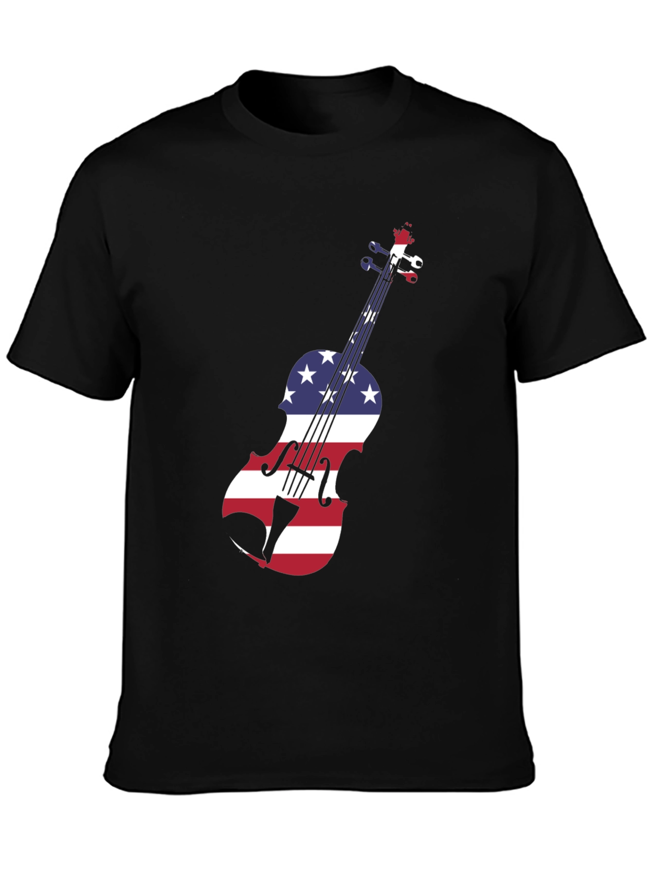 Patriotic Violin Graphic Tee - Black