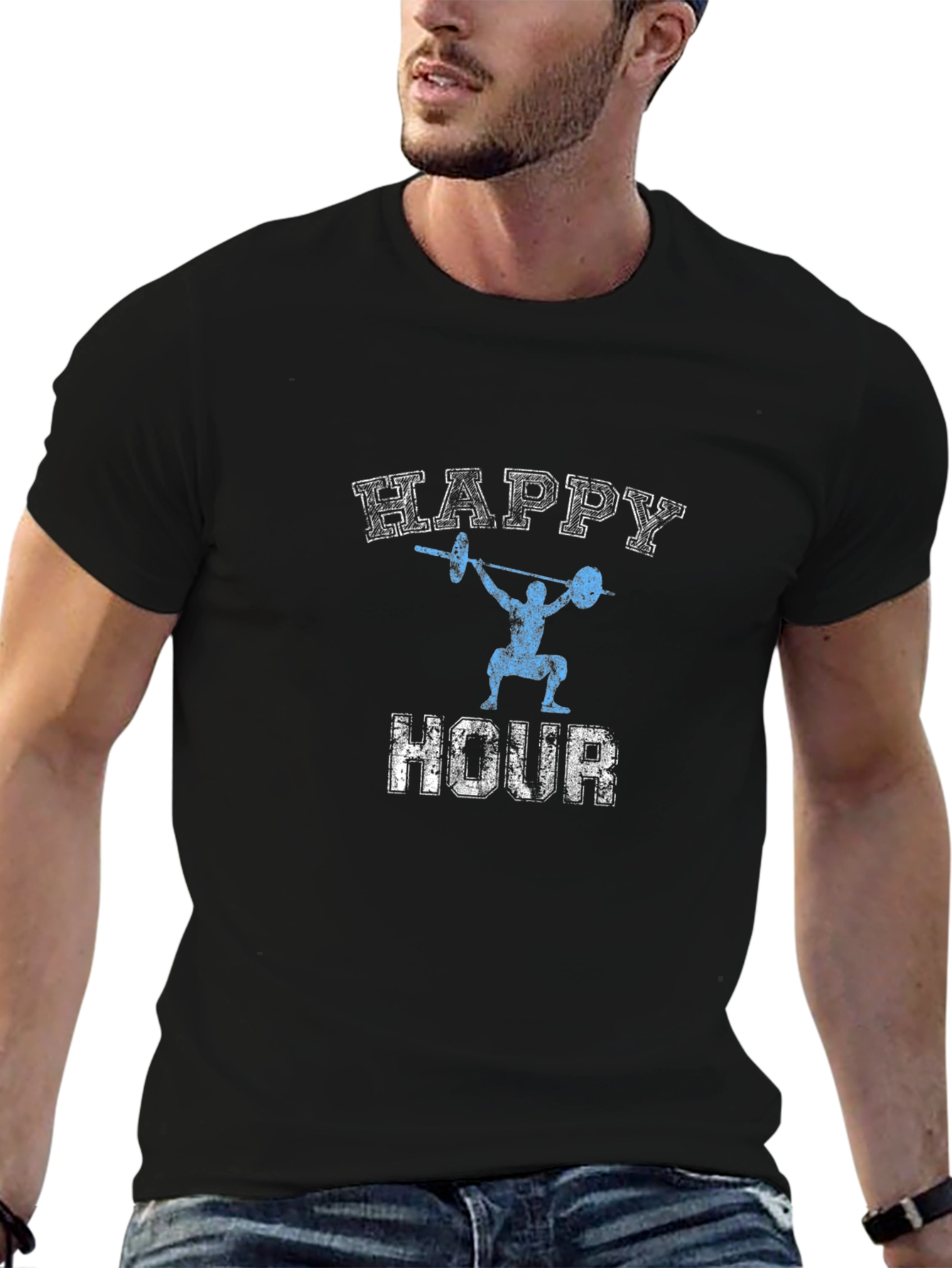 Happy Hour Weightlifting Graphic Tee - Black