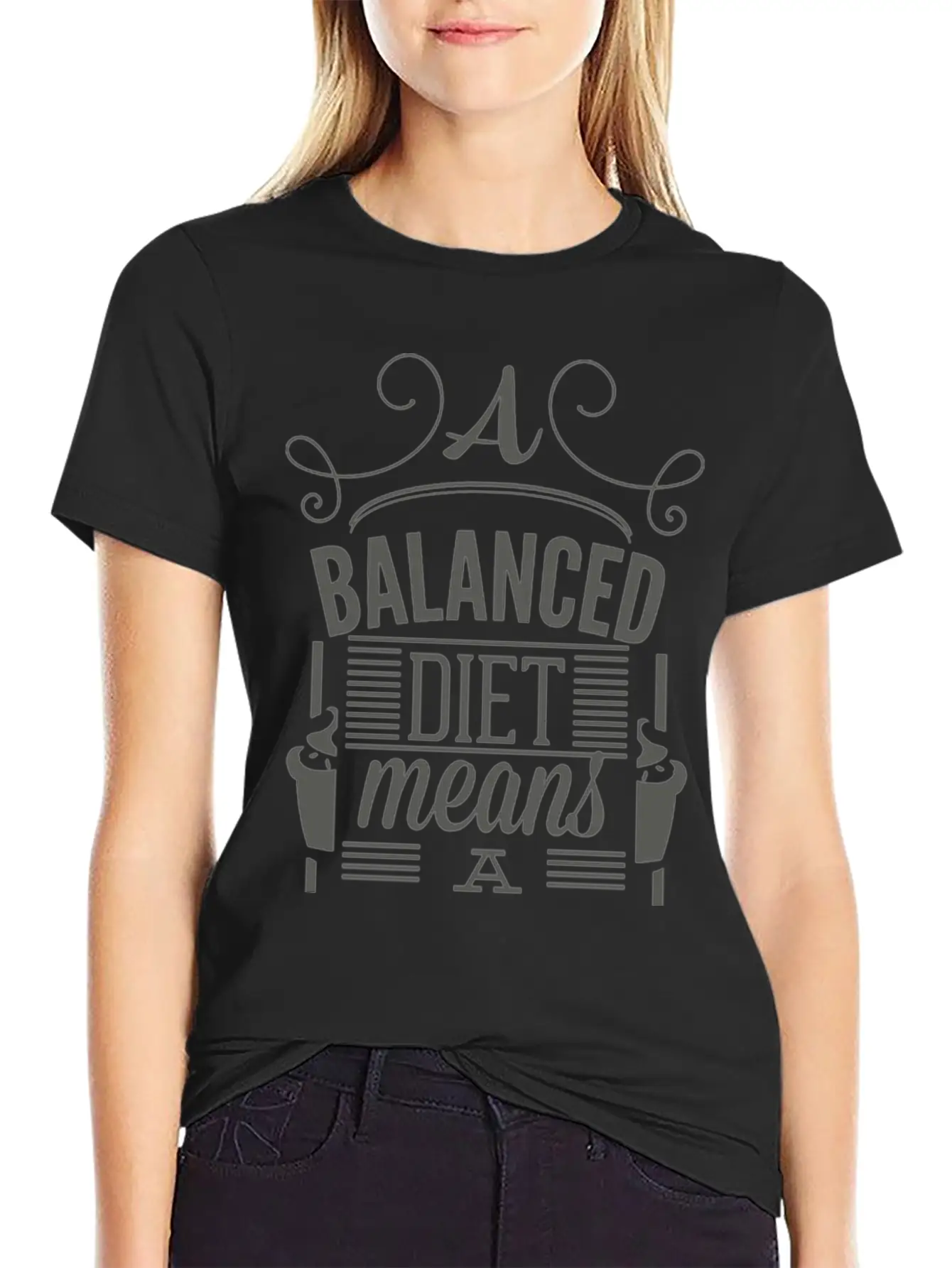 A Balanced Diet Means A Cupcake In Each Hand Basic Graphic T-Shirt – Daily Comfort In Soft Cotton