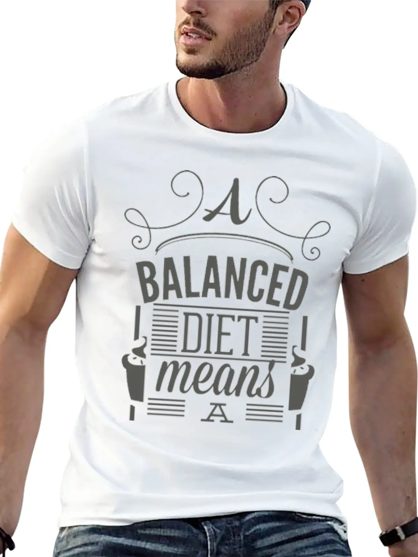 A Balanced Diet Means A Cupcake In Each Hand Basic Graphic T-Shirt – Daily Comfort In Soft Cotton