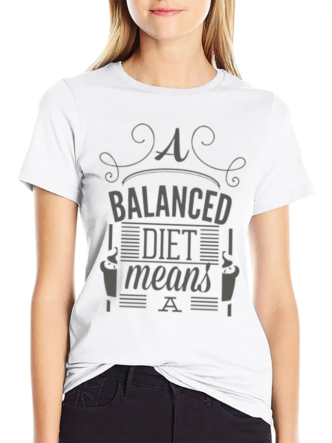 A Balanced Diet Means A Cupcake In Each Hand Basic Graphic T-Shirt – Daily Comfort In Soft Cotton