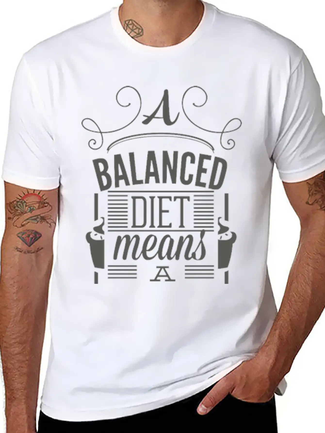 A Balanced Diet Means A Cupcake In Each Hand Basic Graphic T-Shirt – Daily Comfort In Soft Cotton