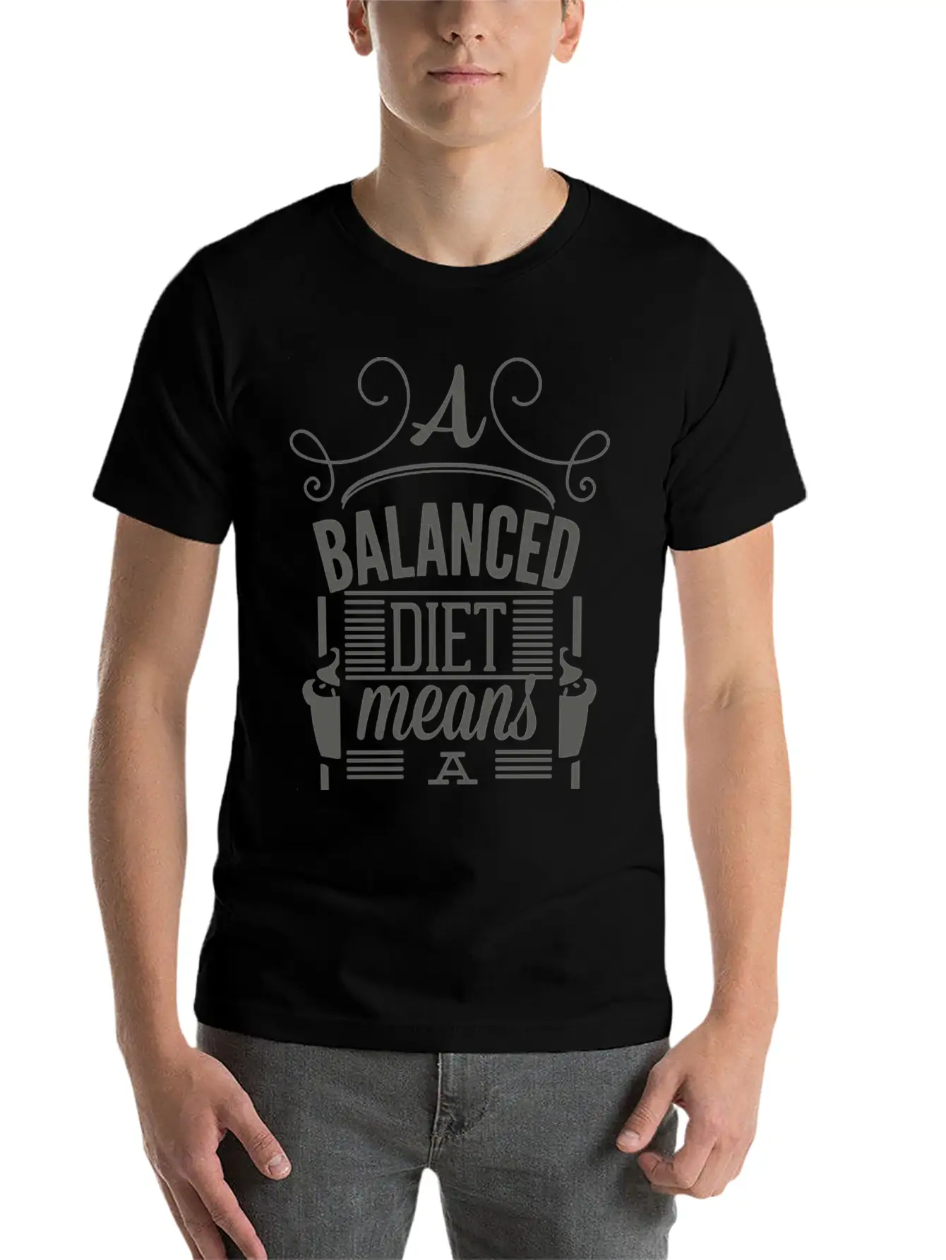 A Balanced Diet Means A Cupcake In Each Hand Basic Graphic T-Shirt – Daily Comfort In Soft Cotton