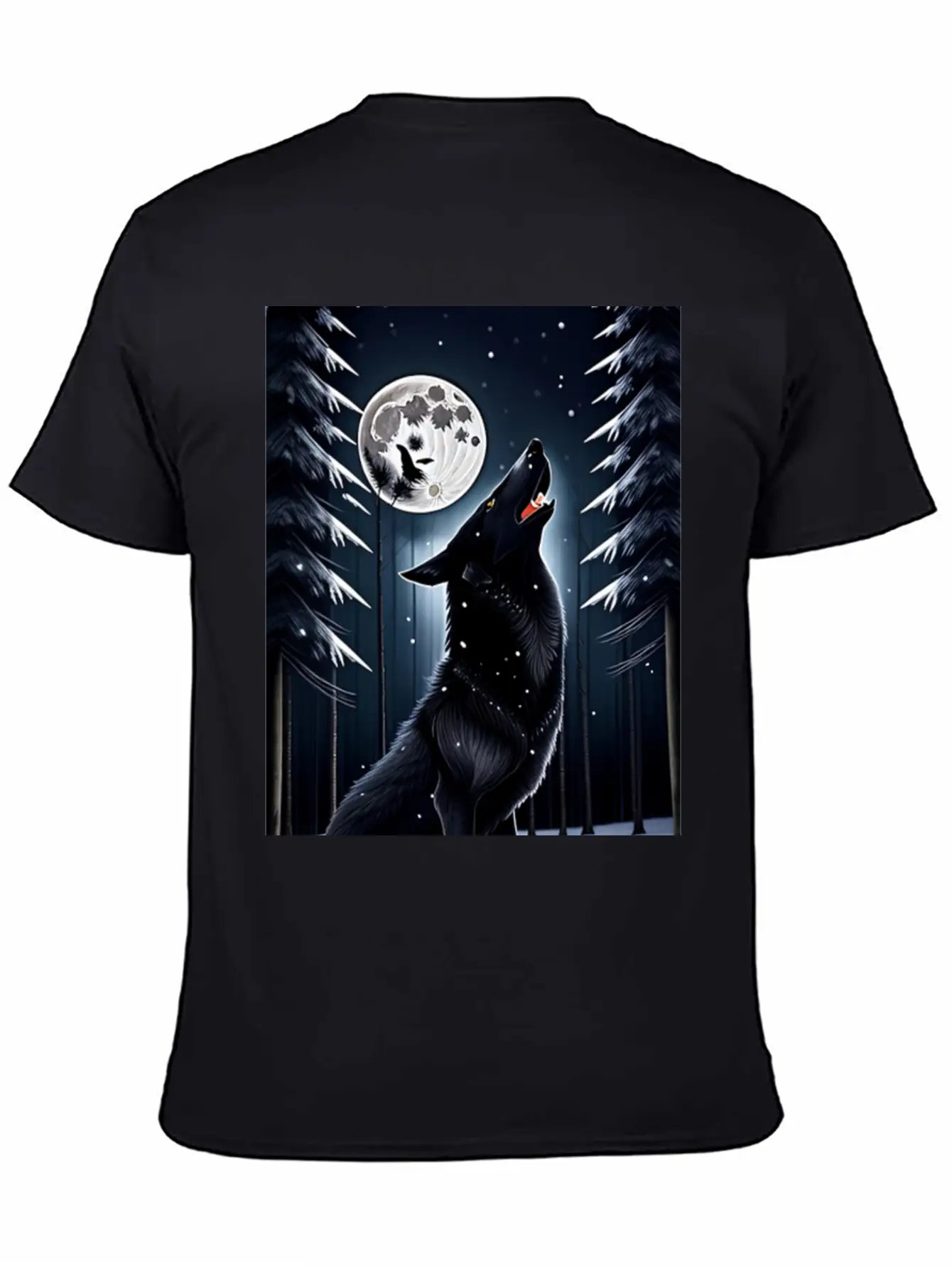 A Black Wolf And The Full Moon Essential Unisex Summer Tee – Soft Cotton Casual Fit