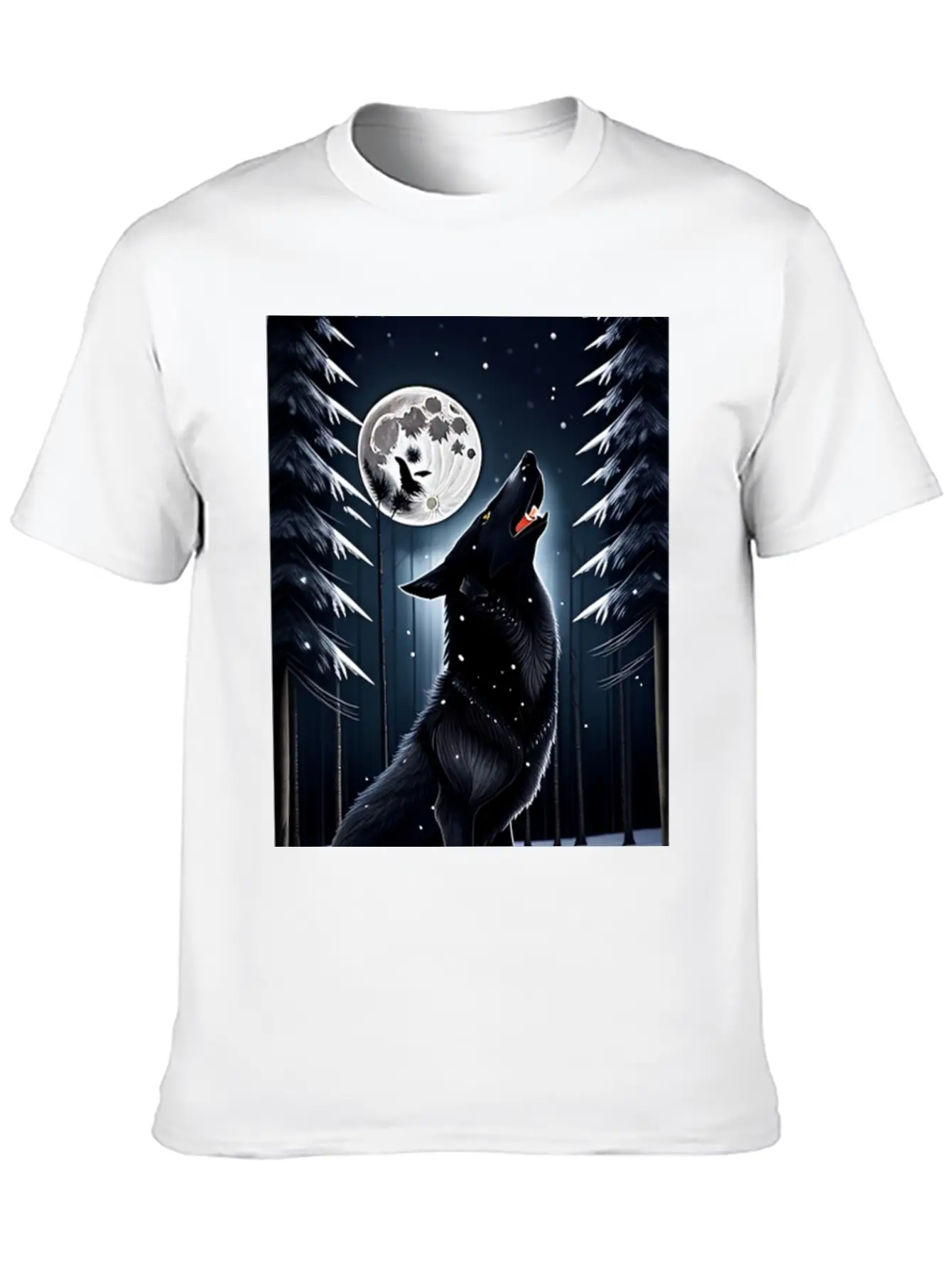 A Black Wolf And The Full Moon Essential Unisex Summer Tee – Soft Cotton Casual Fit
