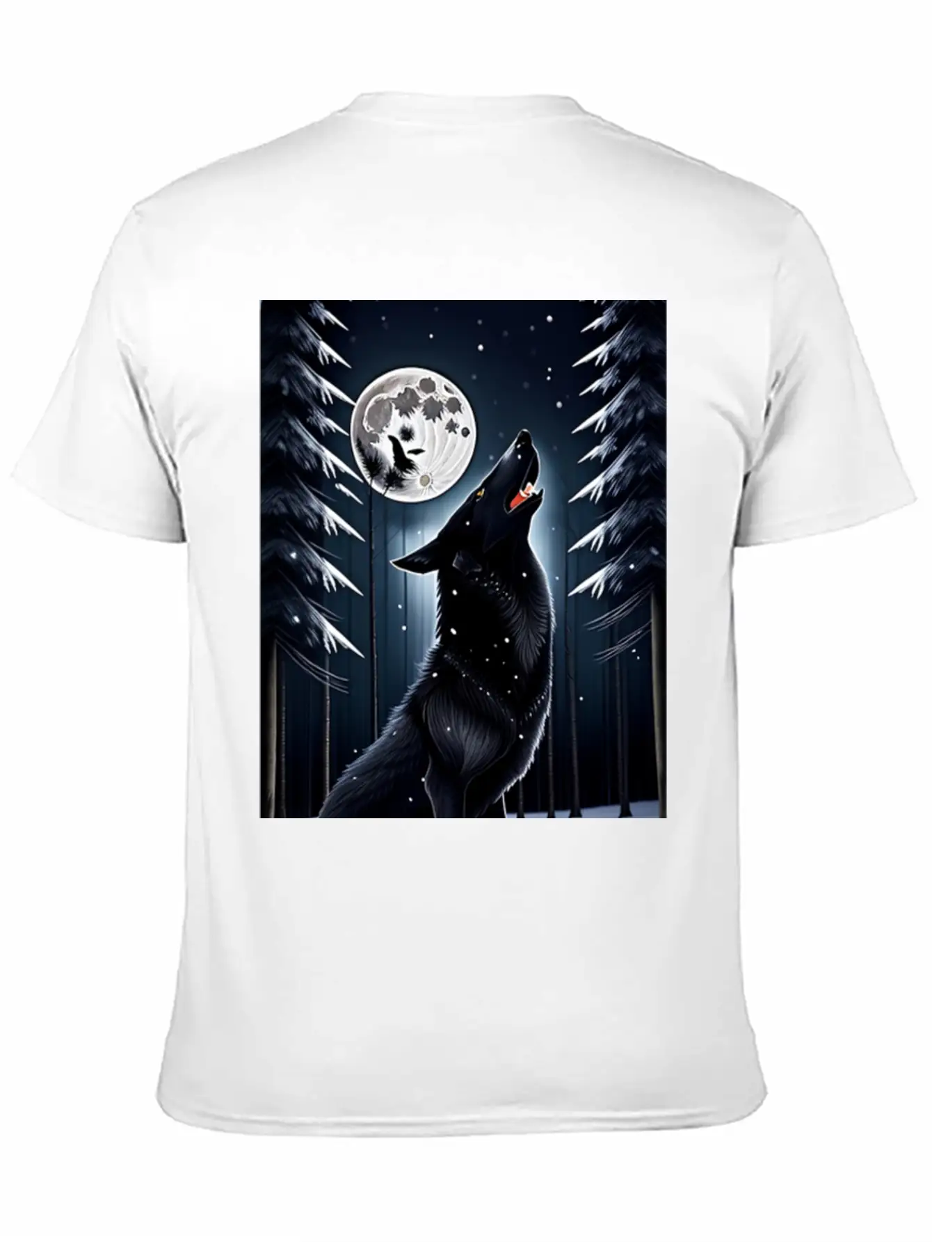A Black Wolf And The Full Moon Essential Unisex Summer Tee – Soft Cotton Casual Fit