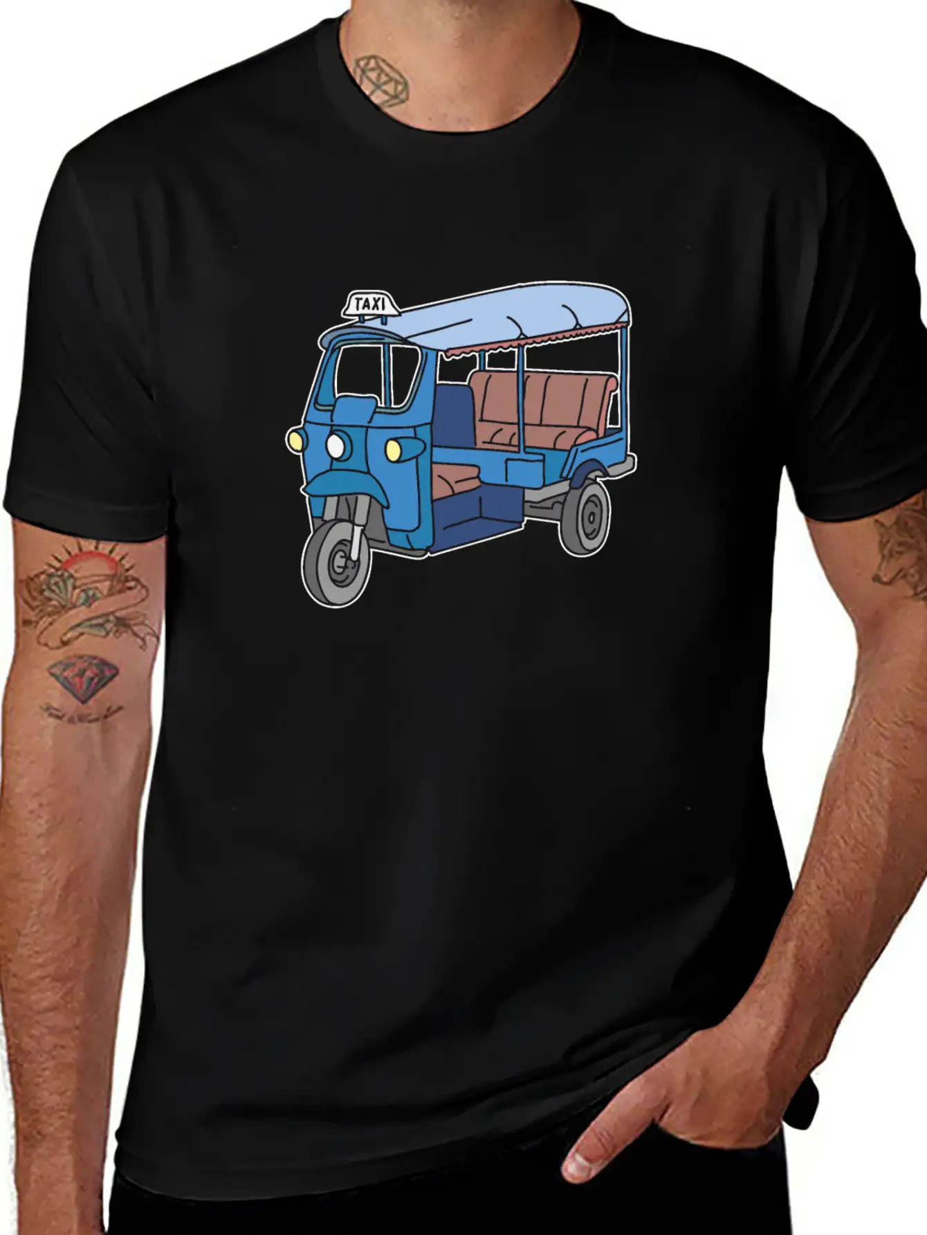 A Blue Tuktuk, Auto Rickshaw, Bajay Comfortable Minimalist Graphic Tee – Summer Style Essential