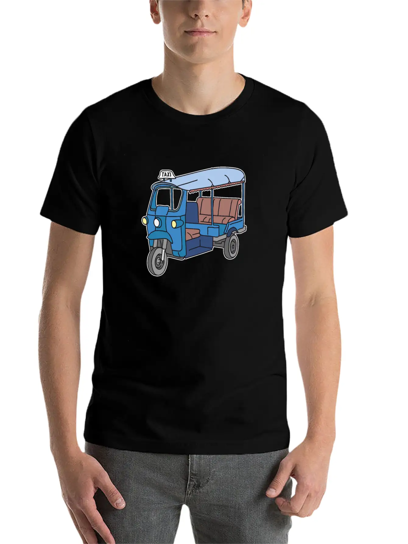 A Blue Tuktuk, Auto Rickshaw, Bajay Comfortable Minimalist Graphic Tee – Summer Style Essential