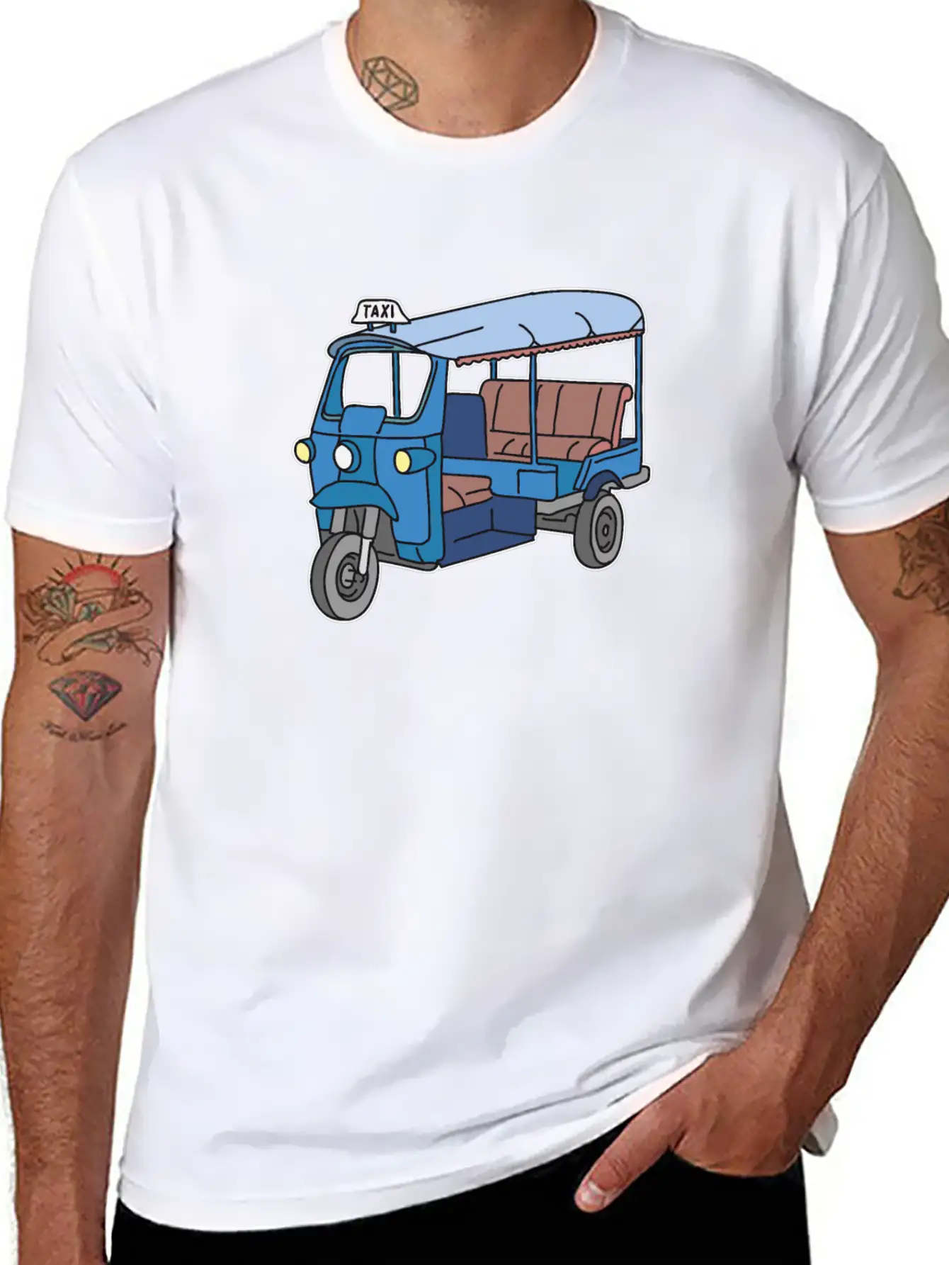 A Blue Tuktuk, Auto Rickshaw, Bajay Comfortable Minimalist Graphic Tee – Summer Style Essential