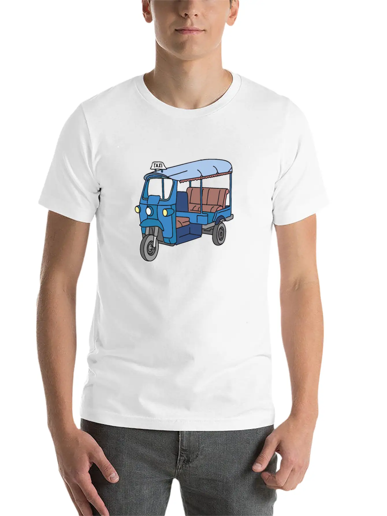 A Blue Tuktuk, Auto Rickshaw, Bajay Comfortable Minimalist Graphic Tee – Summer Style Essential