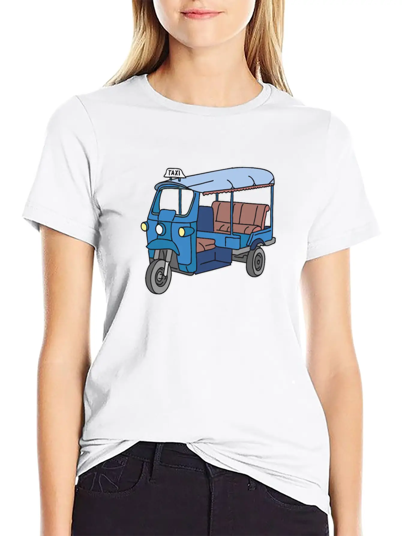 A Blue Tuktuk, Auto Rickshaw, Bajay Comfortable Minimalist Graphic Tee – Summer Style Essential