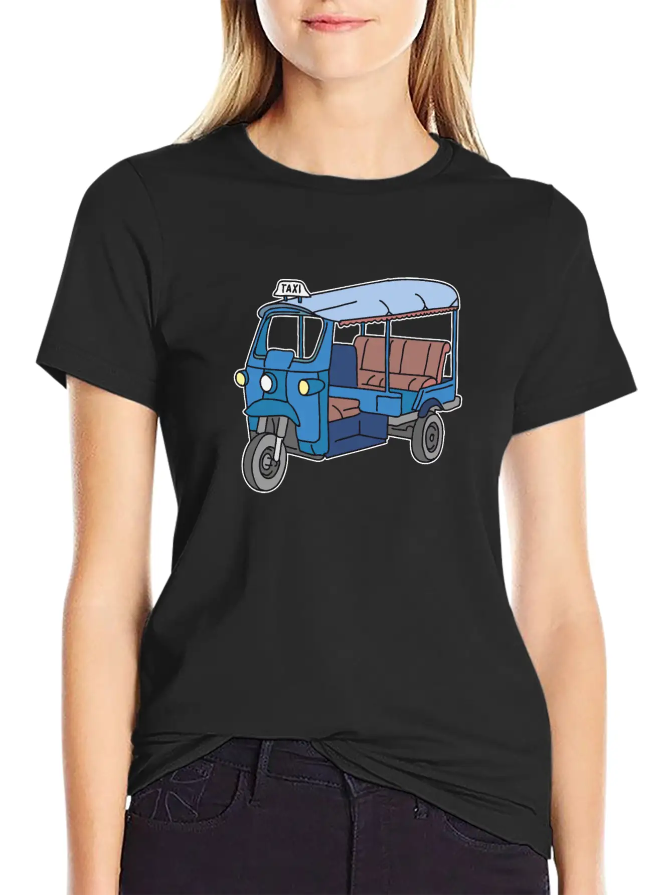 A Blue Tuktuk, Auto Rickshaw, Bajay Comfortable Minimalist Graphic Tee – Summer Style Essential