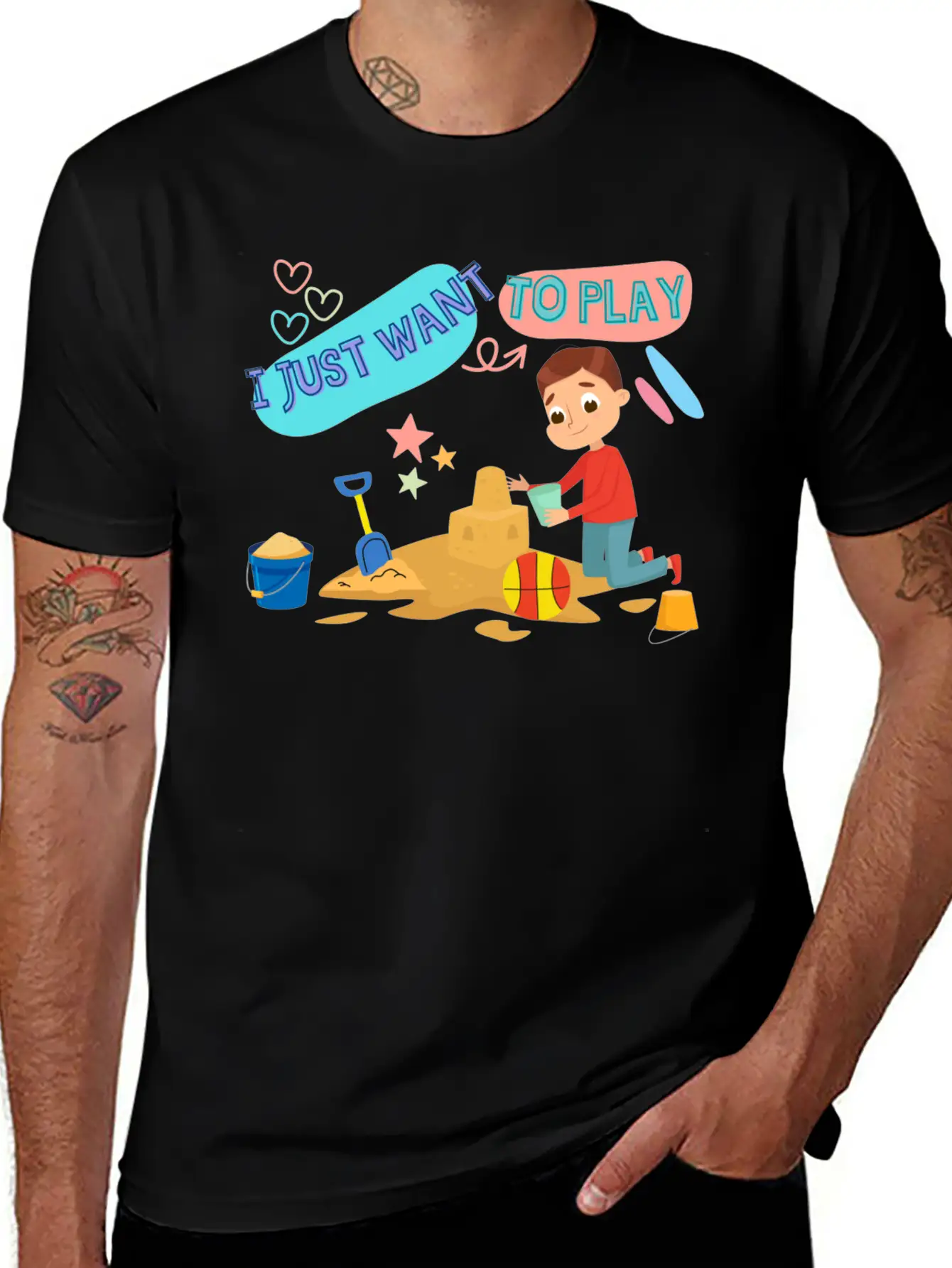 A Child Playing In The Sand On The Beach Stylish Everyday T-Shirt – Unisex Basic Cotton Tee