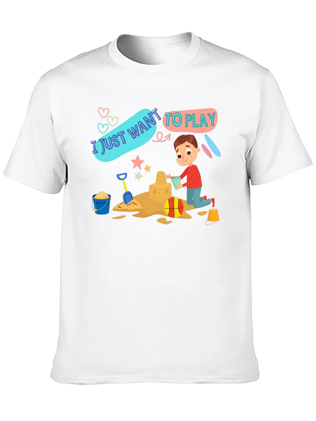 A Child Playing In The Sand On The Beach Stylish Everyday T-Shirt – Unisex Basic Cotton Tee