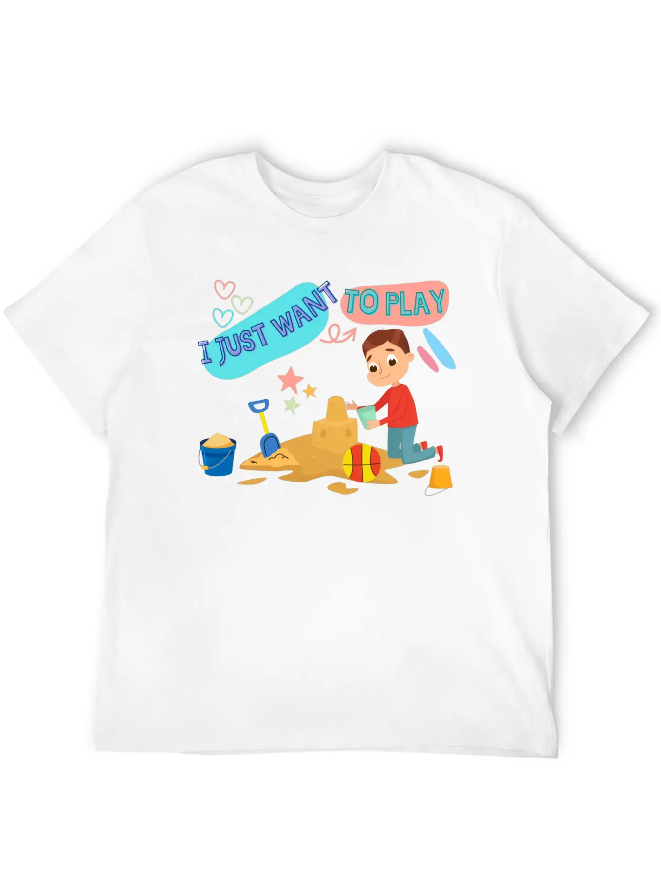 A Child Playing In The Sand On The Beach Stylish Everyday T-Shirt – Unisex Basic Cotton Tee