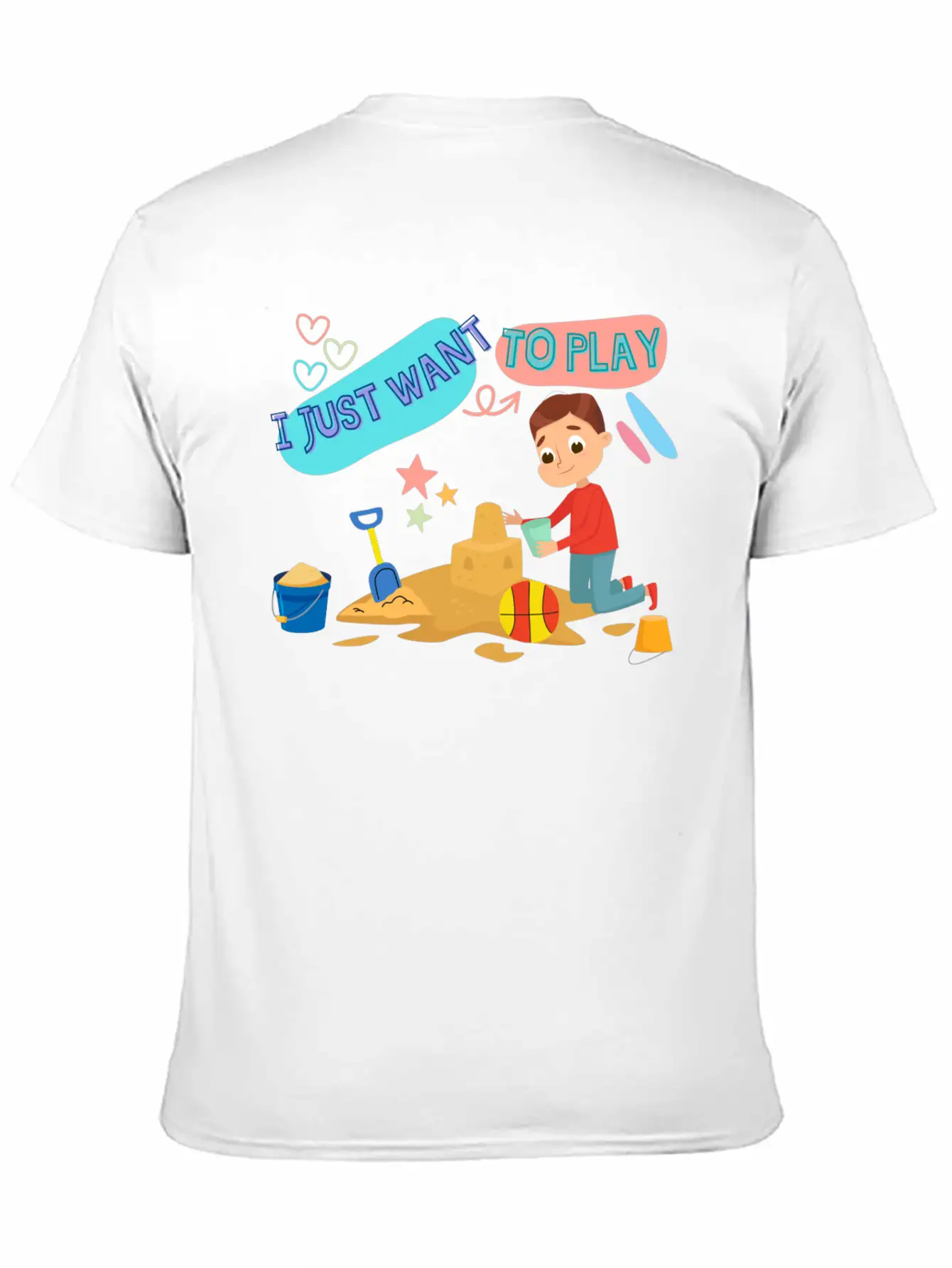 A Child Playing In The Sand On The Beach Stylish Everyday T-Shirt – Unisex Basic Cotton Tee