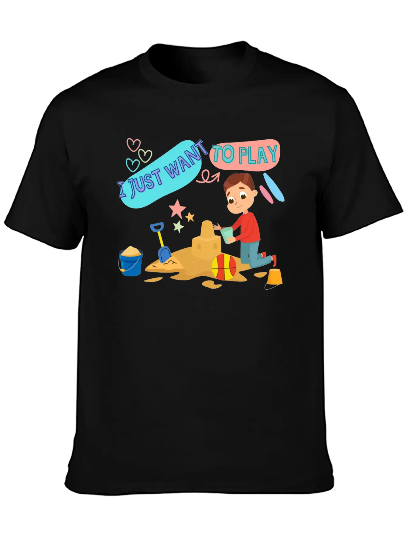 A Child Playing In The Sand On The Beach Stylish Everyday T-Shirt – Unisex Basic Cotton Tee