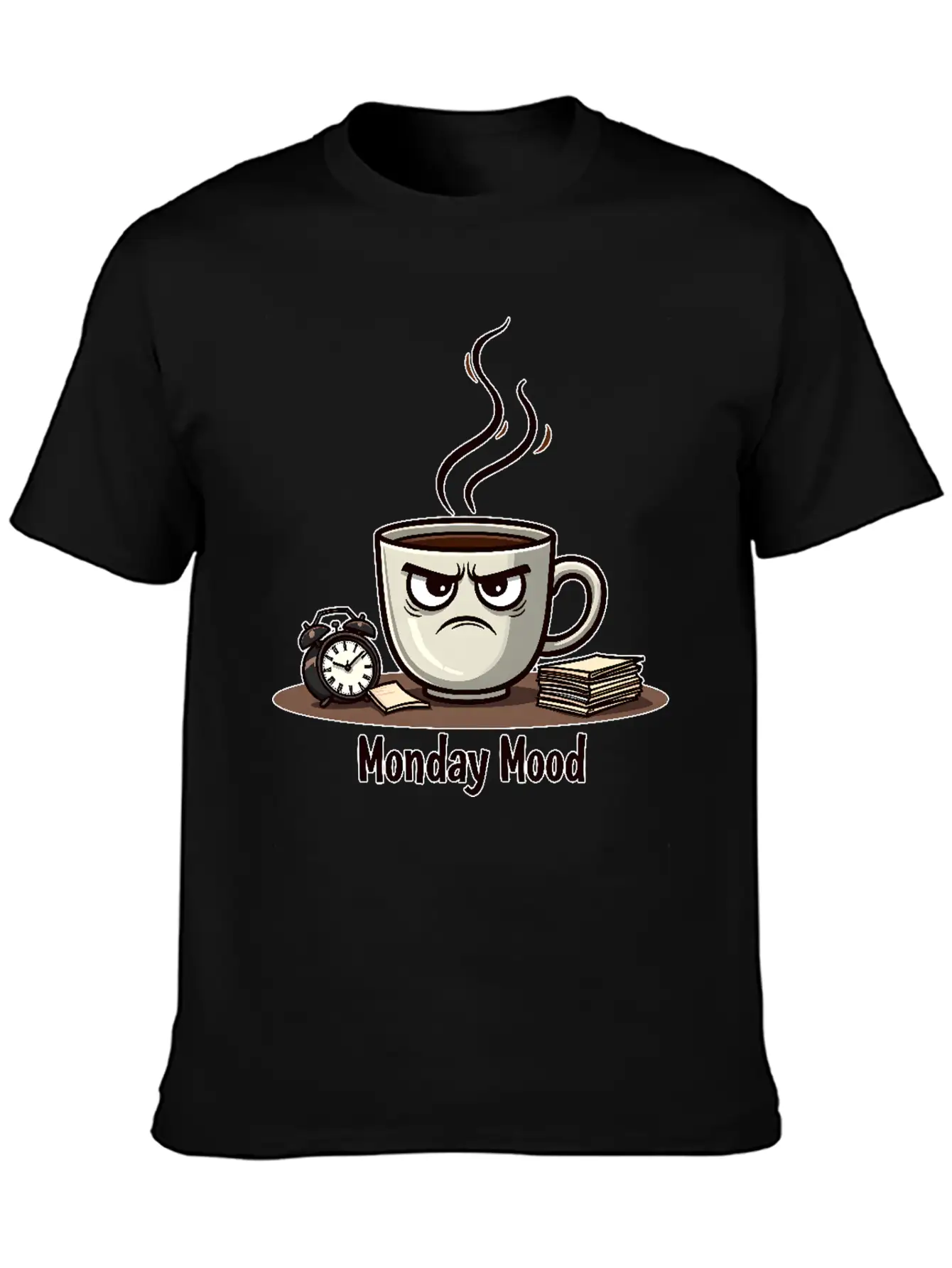 A Cup Of Coffee With A Frown: "Monday Mood" Comfortable Minimalist Graphic Tee – Summer Style Essential