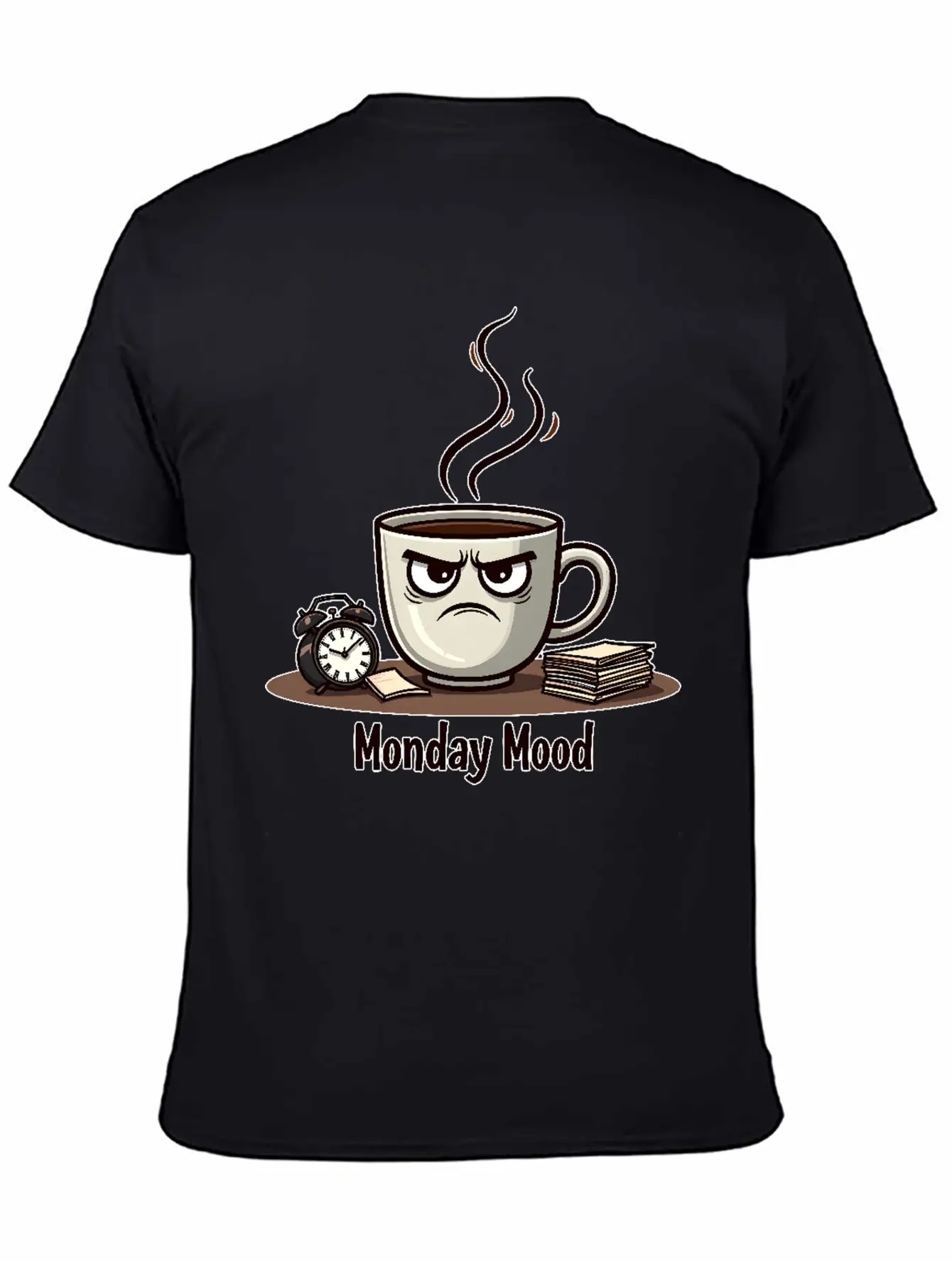 A Cup Of Coffee With A Frown: "Monday Mood" Comfortable Minimalist Graphic Tee – Summer Style Essential