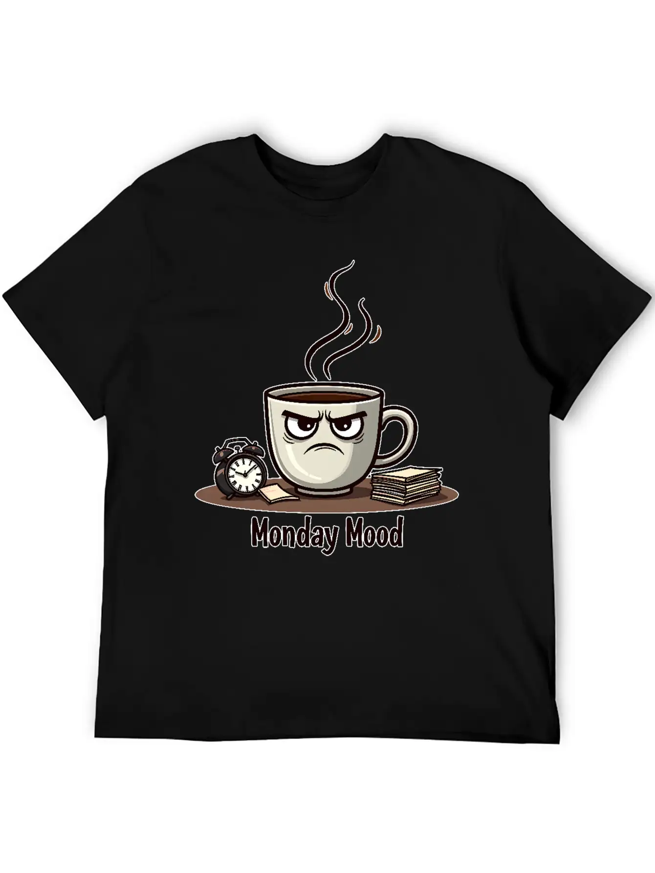 A Cup Of Coffee With A Frown: "Monday Mood" Comfortable Minimalist Graphic Tee – Summer Style Essential