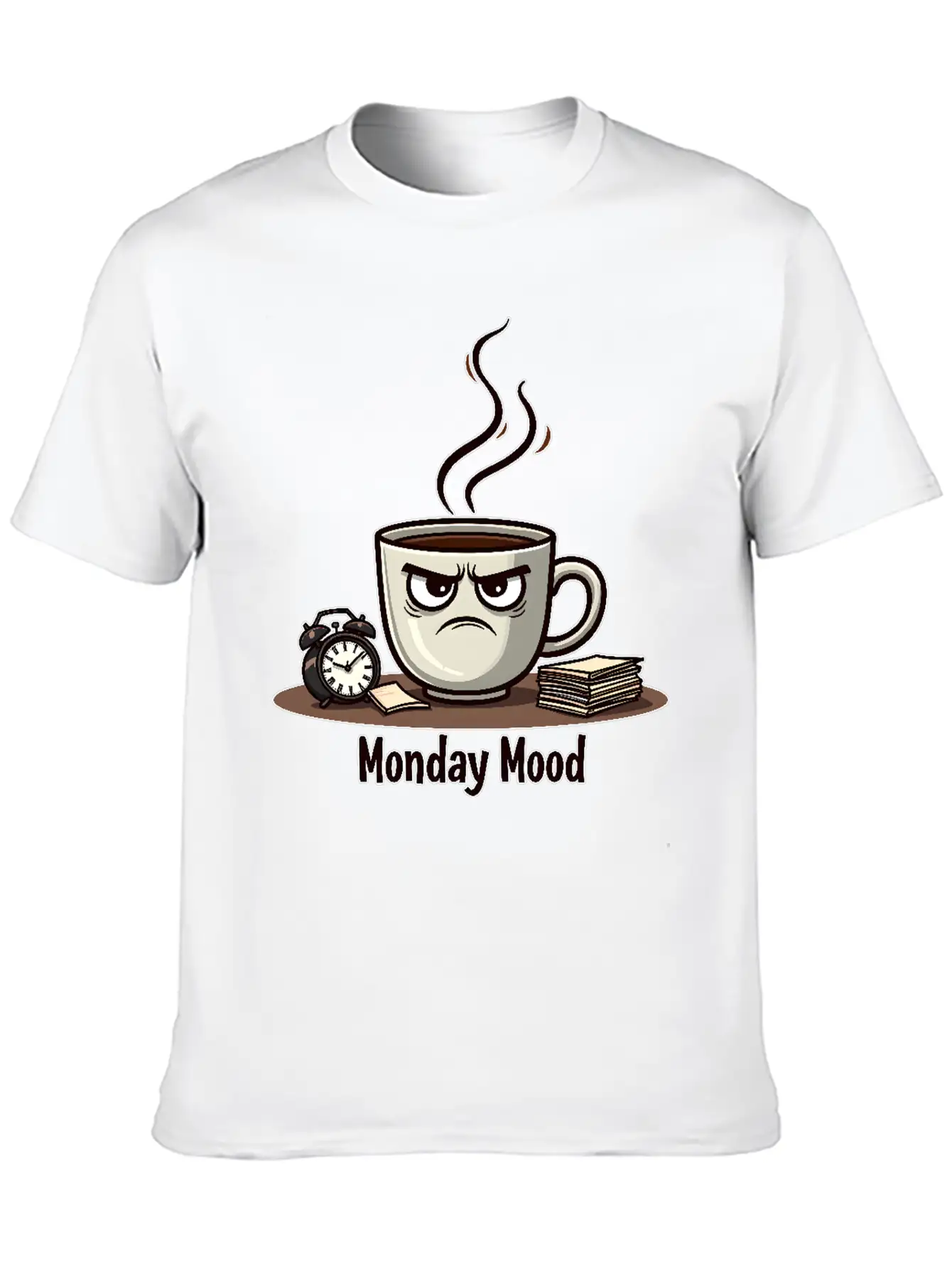 A Cup Of Coffee With A Frown: "Monday Mood" Comfortable Minimalist Graphic Tee – Summer Style Essential