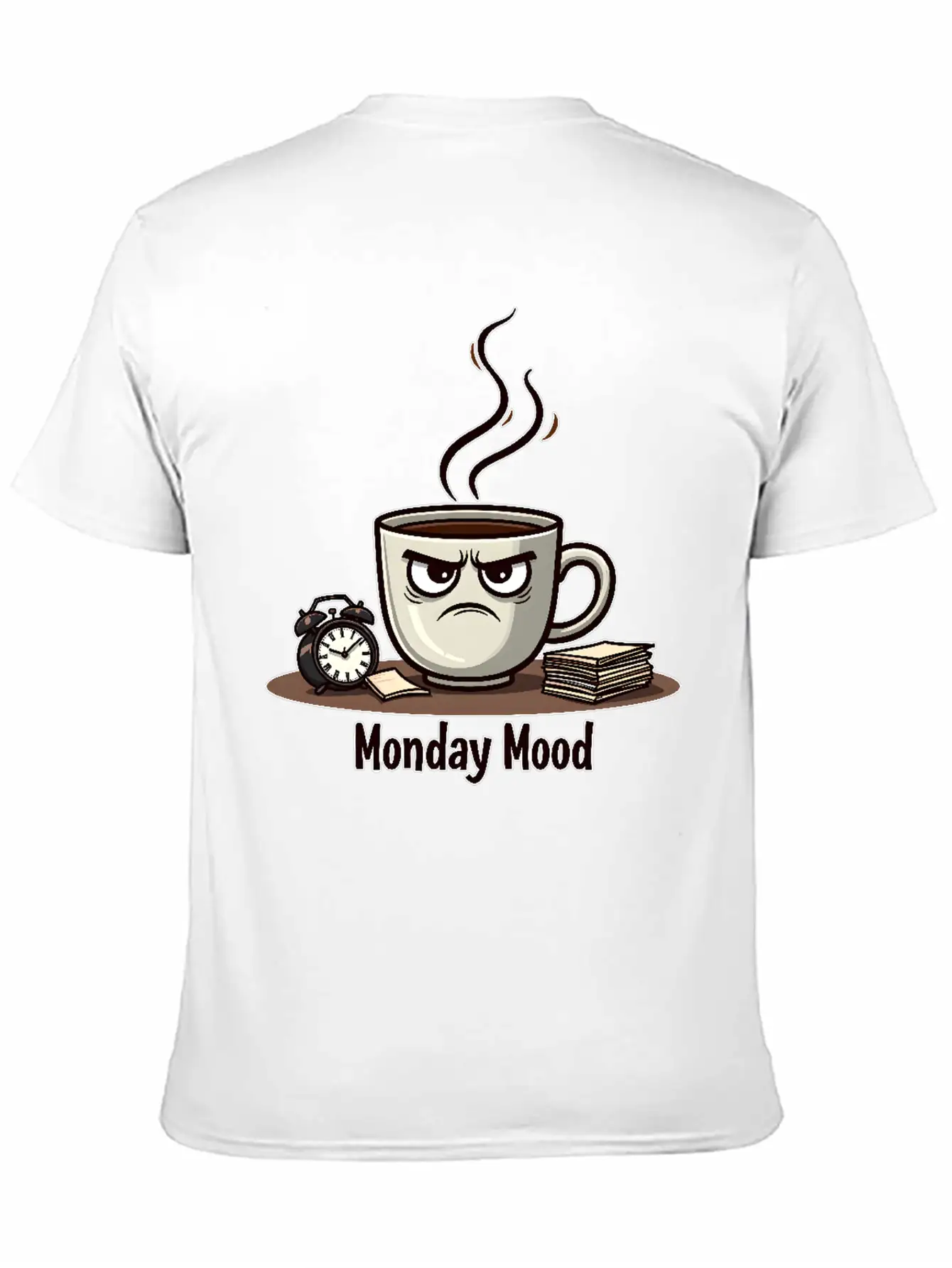 A Cup Of Coffee With A Frown: "Monday Mood" Comfortable Minimalist Graphic Tee – Summer Style Essential