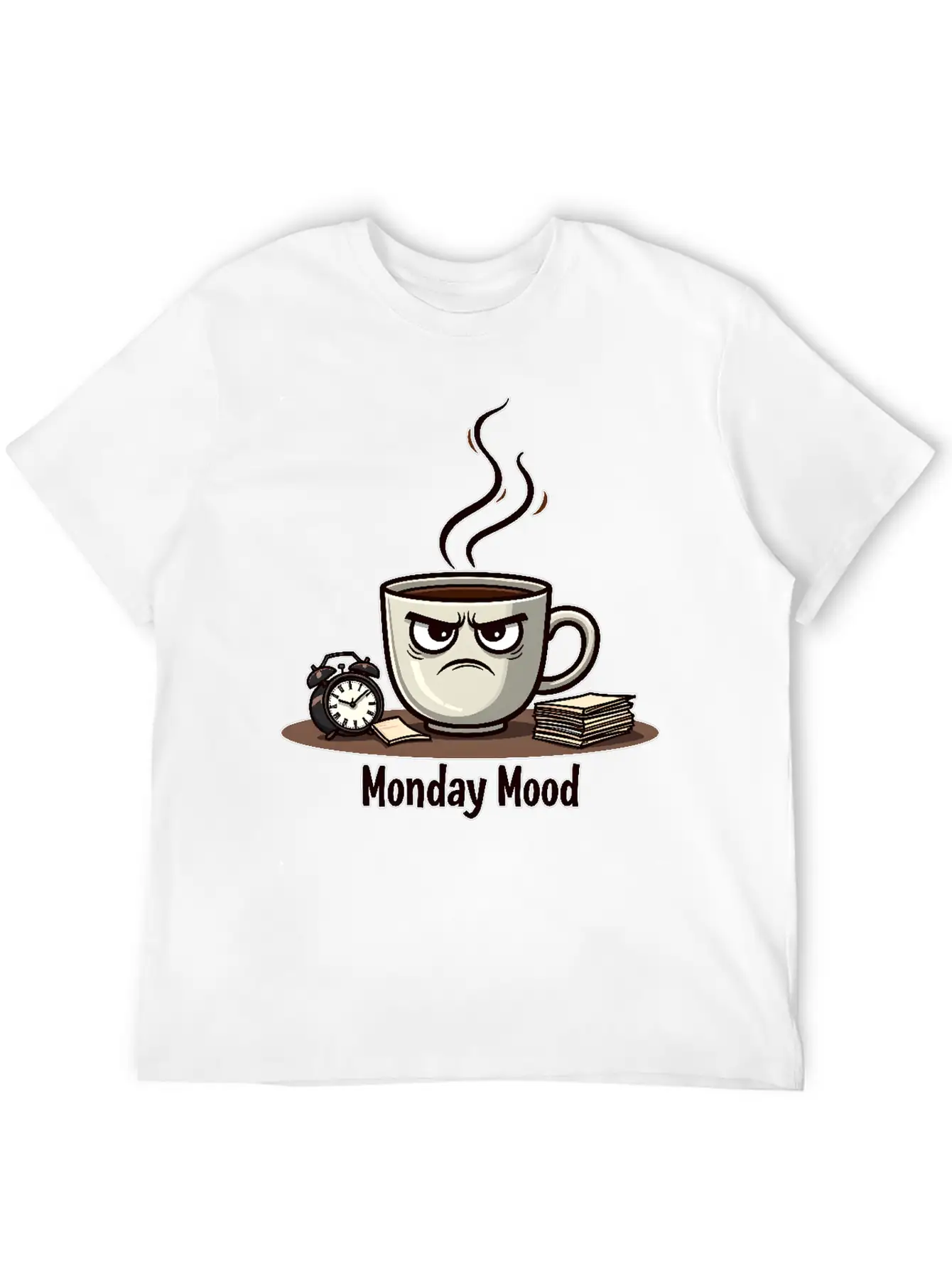 A Cup Of Coffee With A Frown: "Monday Mood" Comfortable Minimalist Graphic Tee – Summer Style Essential