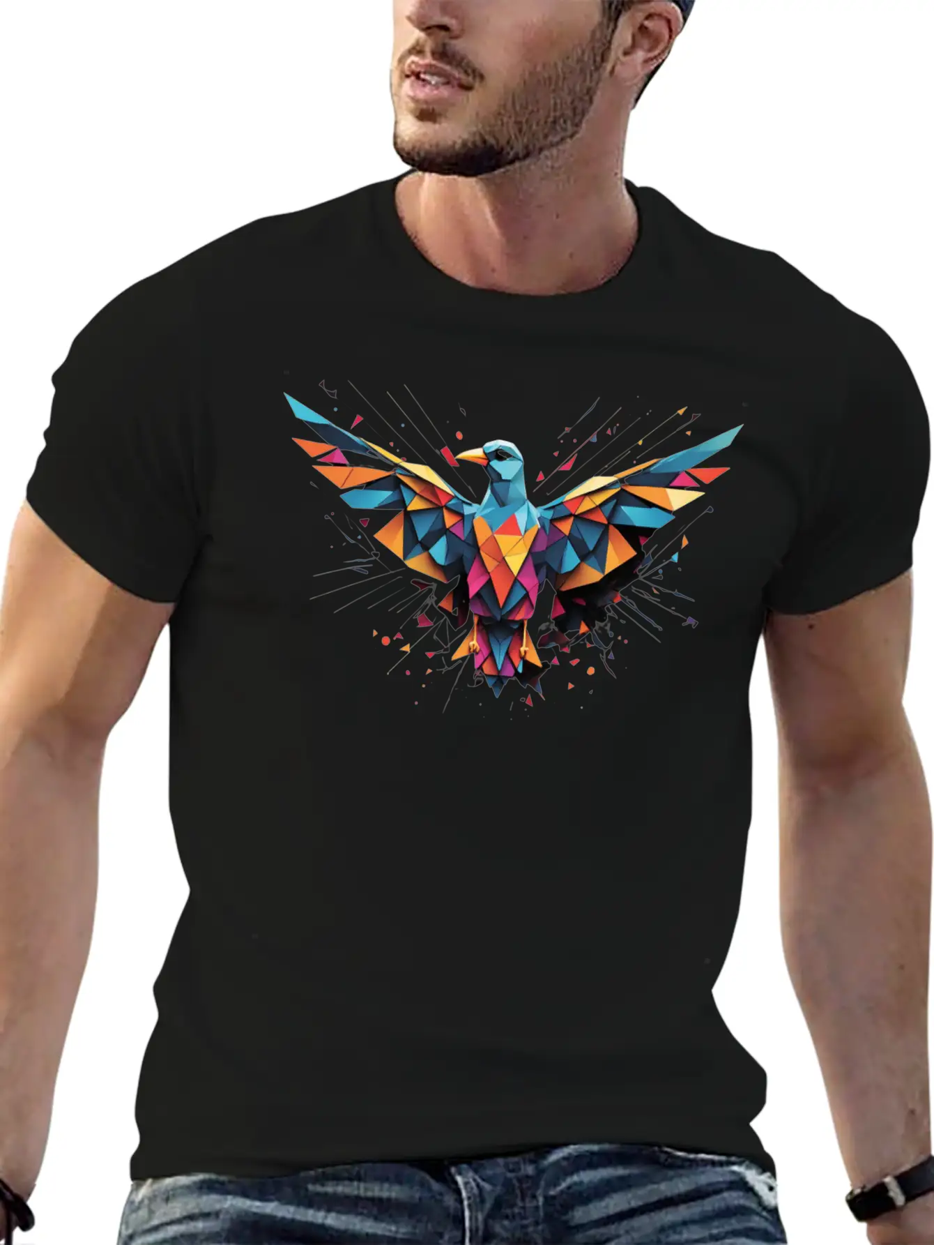 A Geometric Bird In Flight Timeless Short Sleeve Tee – Comfy And Minimalist Design