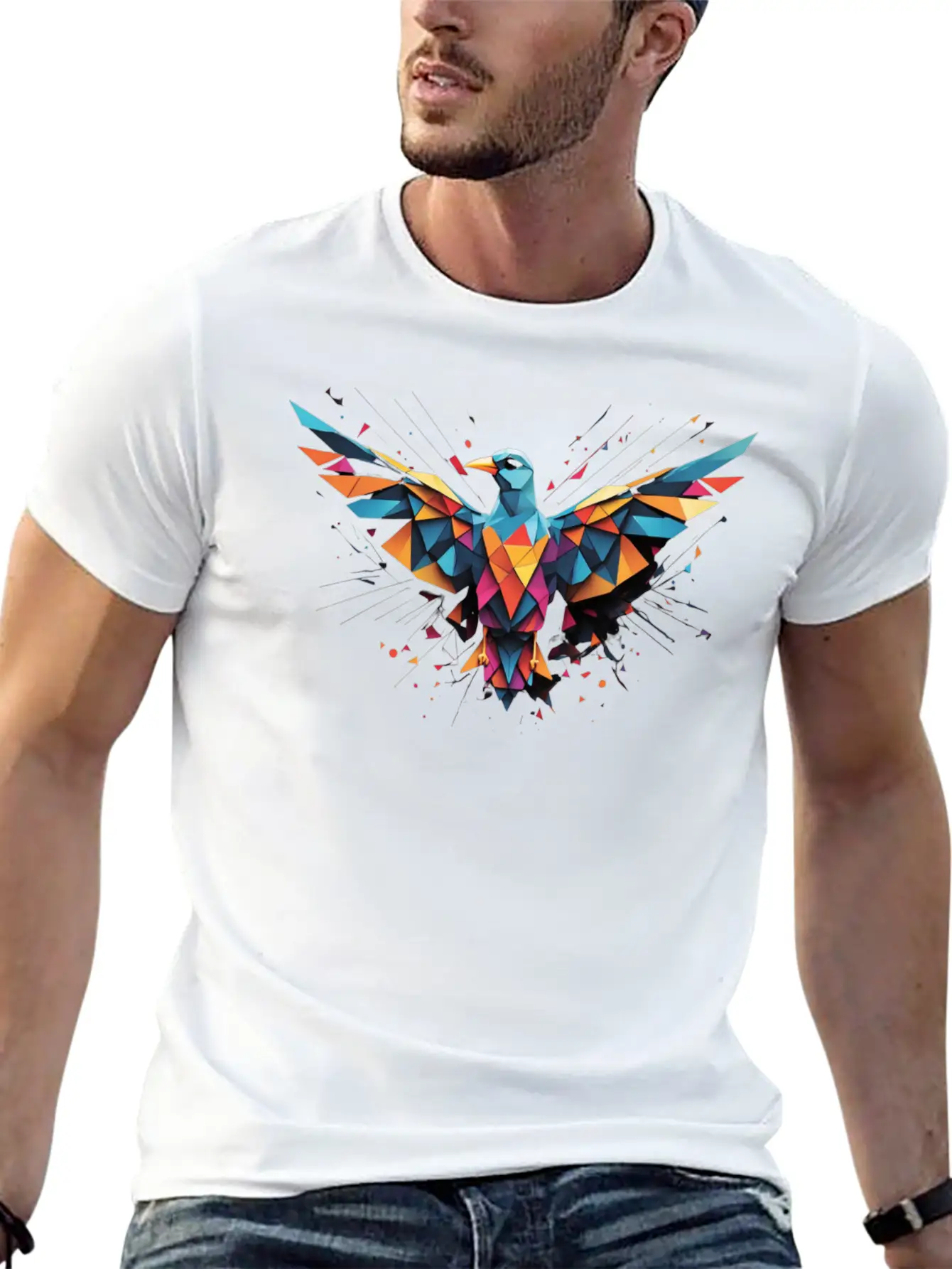 A Geometric Bird In Flight Timeless Short Sleeve Tee – Comfy And Minimalist Design