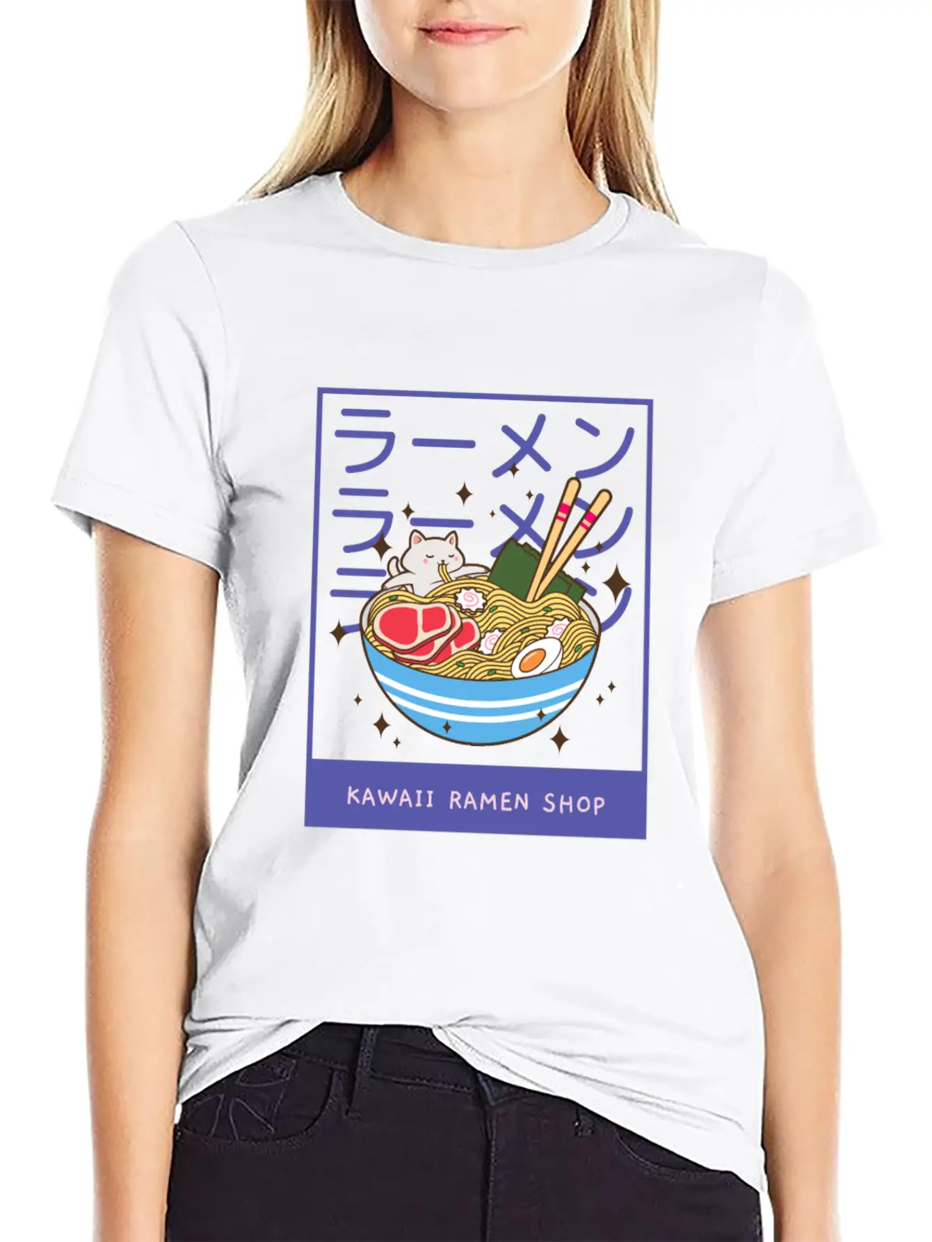 A Kawaii Cat Of A Giant Bowl Or Ramen Stylish Everyday T-Shirt – Unisex Basic Cotton Tee