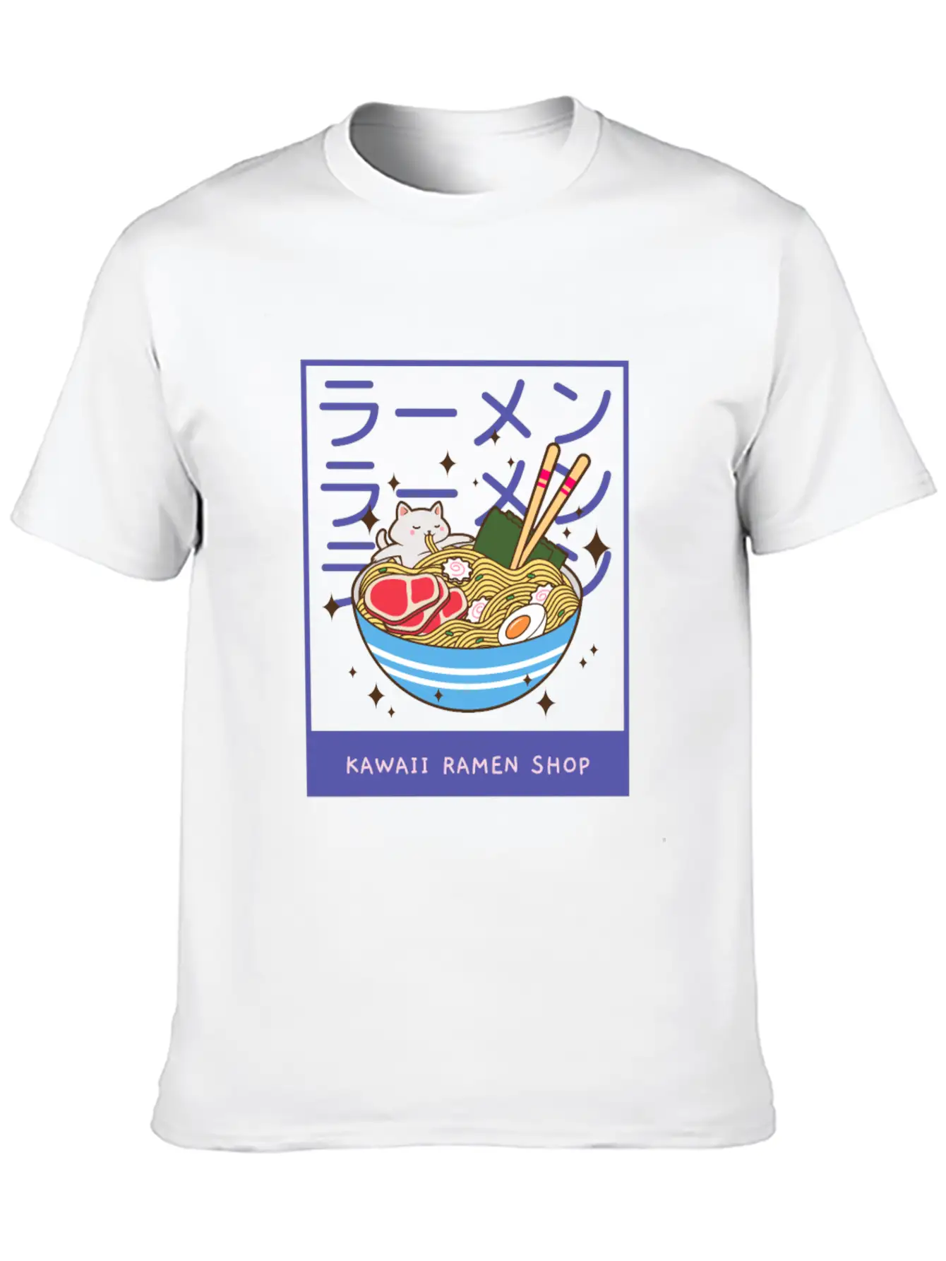 A Kawaii Cat Of A Giant Bowl Or Ramen Stylish Everyday T-Shirt – Unisex Basic Cotton Tee