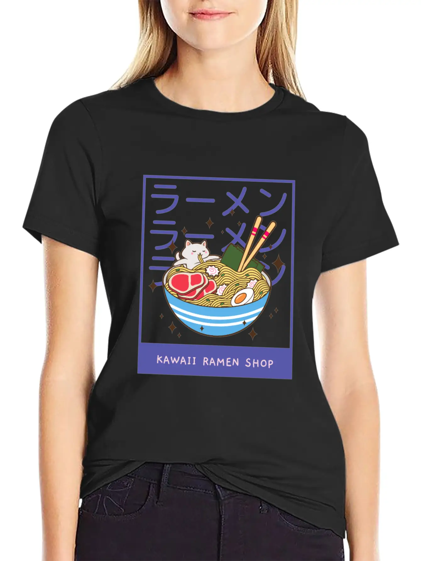 A Kawaii Cat Of A Giant Bowl Or Ramen Stylish Everyday T-Shirt – Unisex Basic Cotton Tee