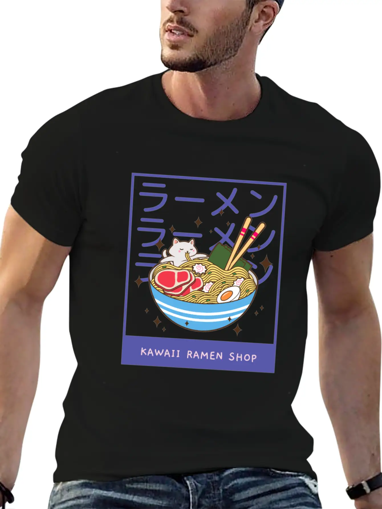 A Kawaii Cat Of A Giant Bowl Or Ramen Stylish Everyday T-Shirt – Unisex Basic Cotton Tee