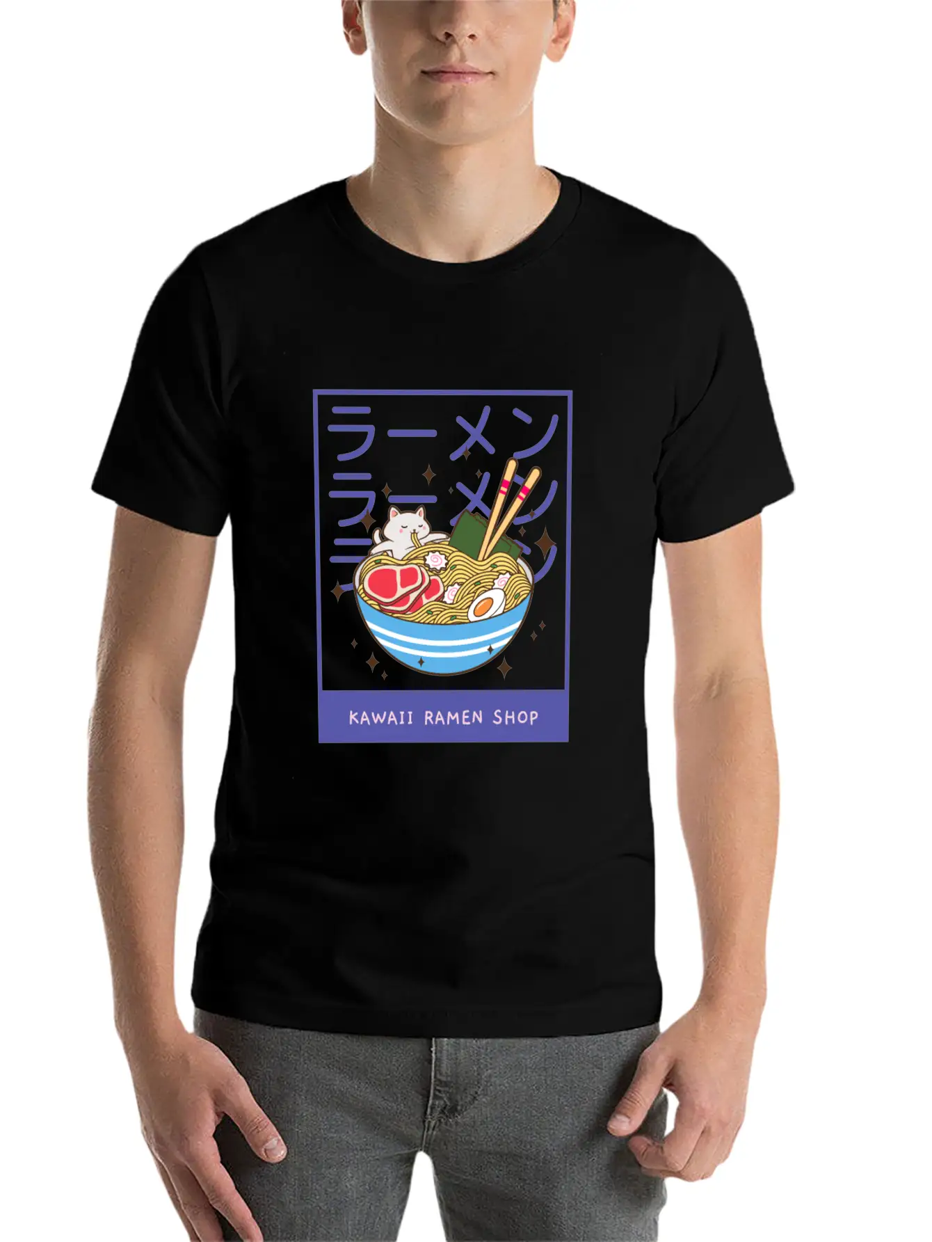 A Kawaii Cat Of A Giant Bowl Or Ramen Stylish Everyday T-Shirt – Unisex Basic Cotton Tee