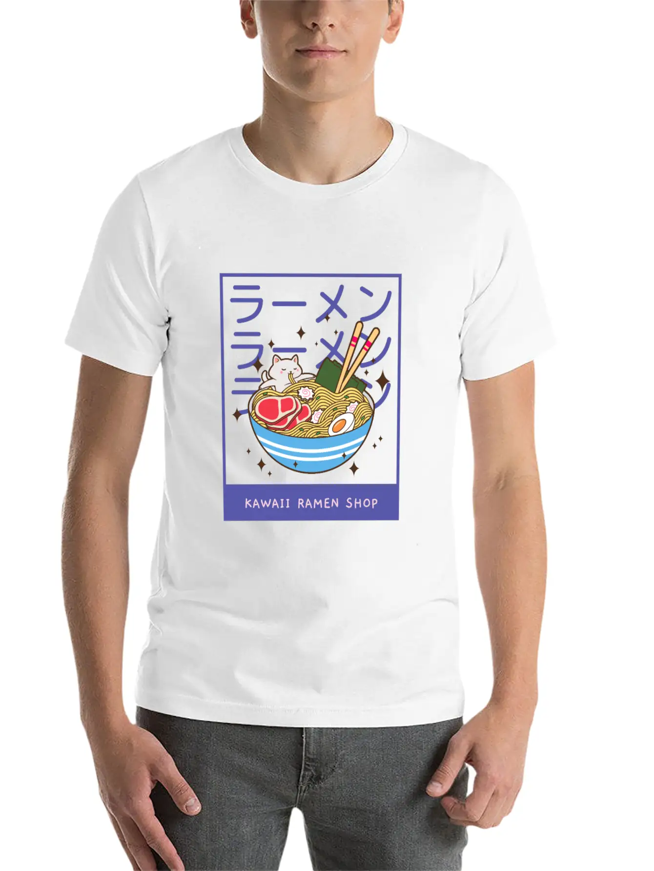 A Kawaii Cat Of A Giant Bowl Or Ramen Stylish Everyday T-Shirt – Unisex Basic Cotton Tee