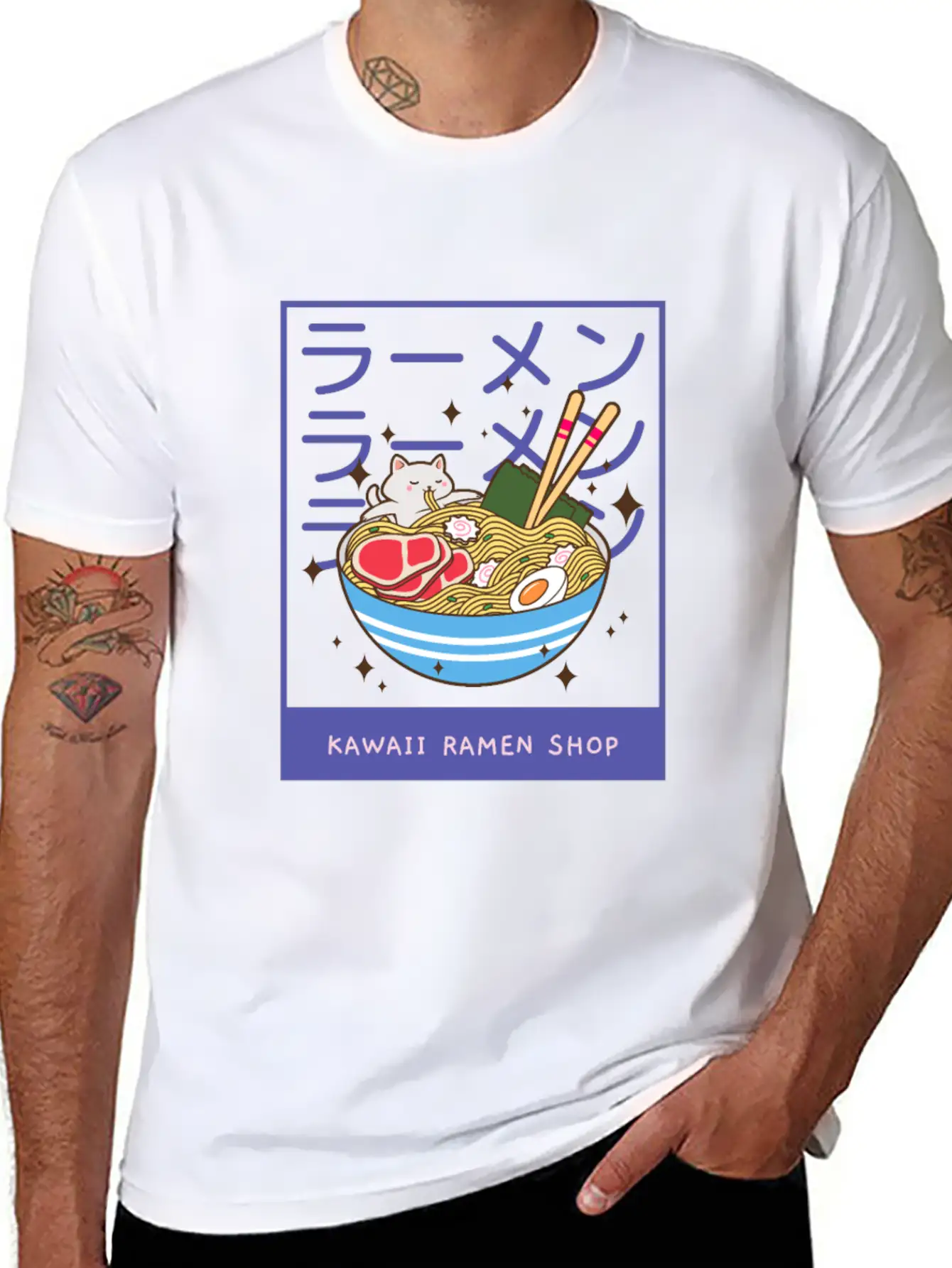 A Kawaii Cat Of A Giant Bowl Or Ramen Stylish Everyday T-Shirt – Unisex Basic Cotton Tee