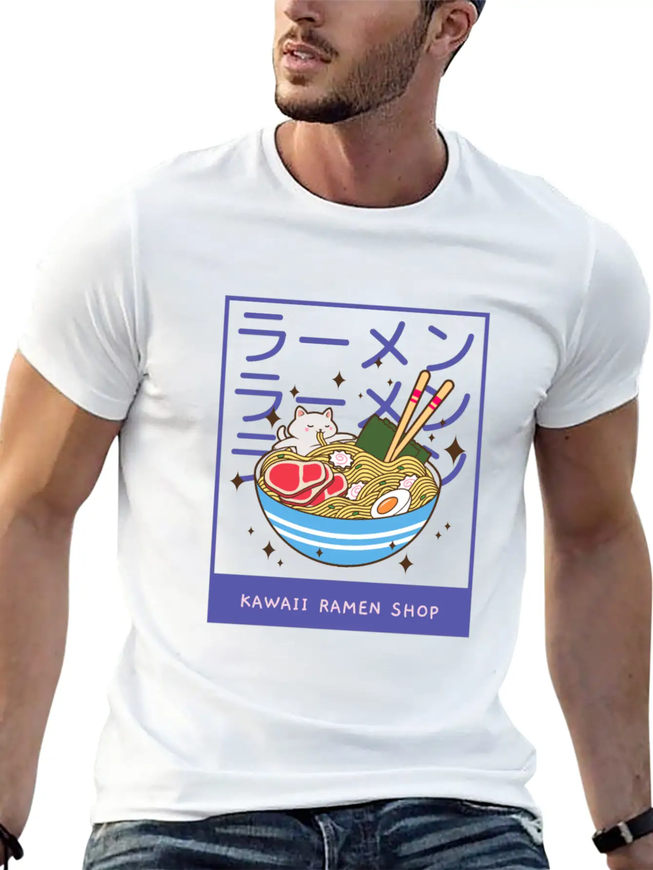 A Kawaii Cat Of A Giant Bowl Or Ramen Stylish Everyday T-Shirt – Unisex Basic Cotton Tee