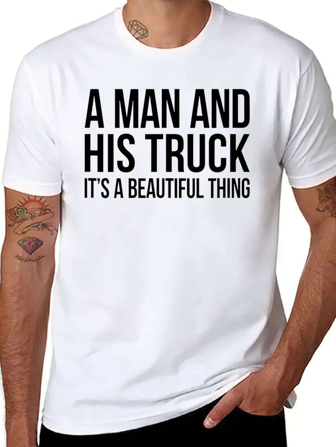 A Man And His Truck It S A Beautiful Thing Stylish Everyday T-Shirt – Unisex Basic Cotton Tee