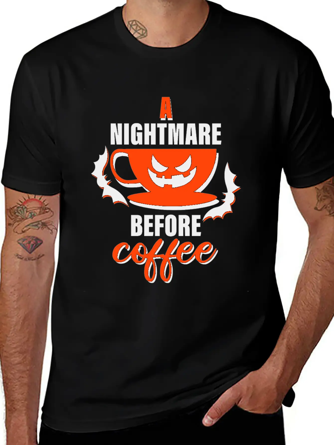 A Nightmare Before Coffee - Halloween Basic Graphic T-Shirt – Daily Comfort In Soft Cotton
