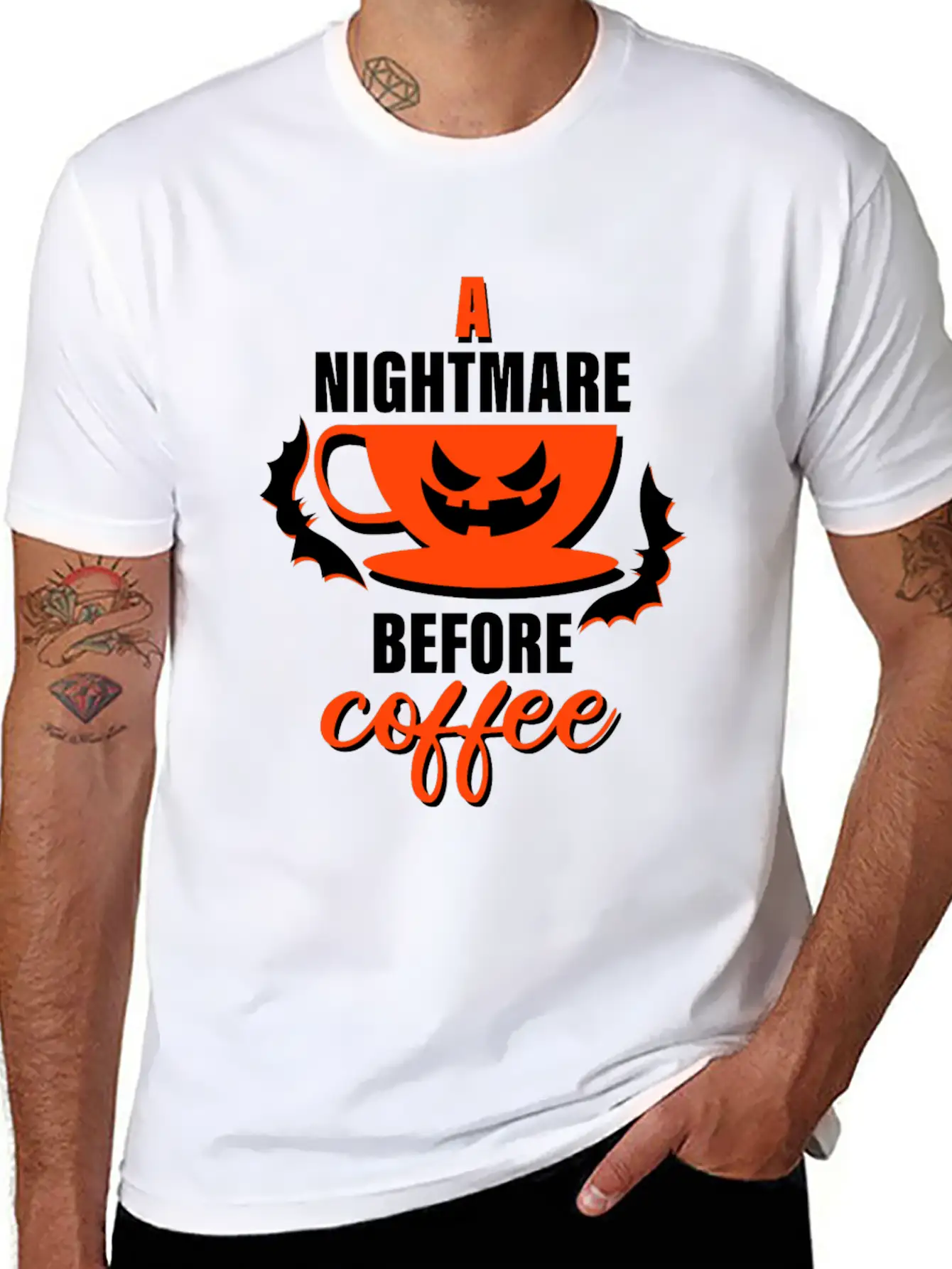 A Nightmare Before Coffee - Halloween Basic Graphic T-Shirt – Daily Comfort In Soft Cotton