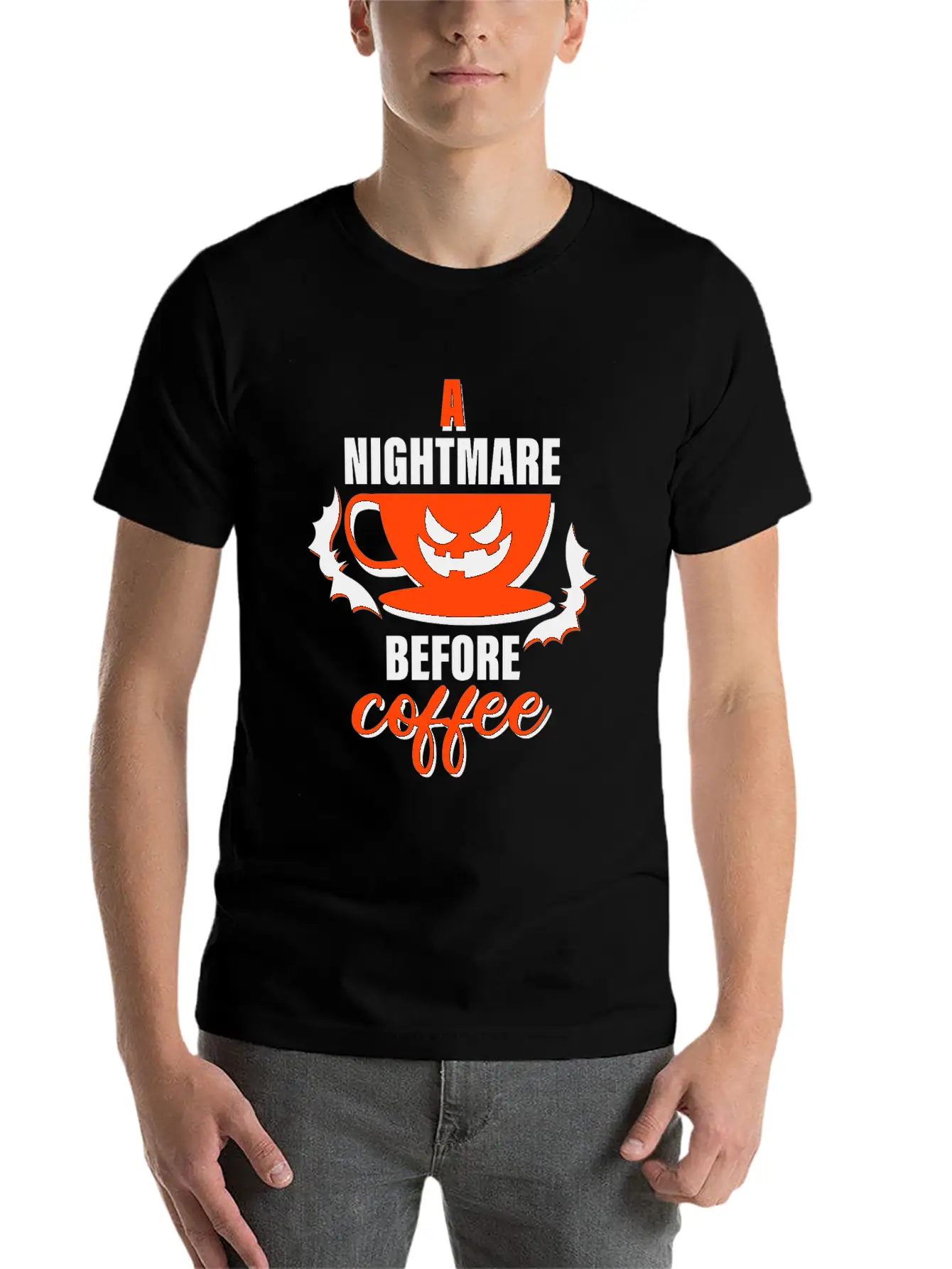 A Nightmare Before Coffee - Halloween Basic Graphic T-Shirt – Daily Comfort In Soft Cotton