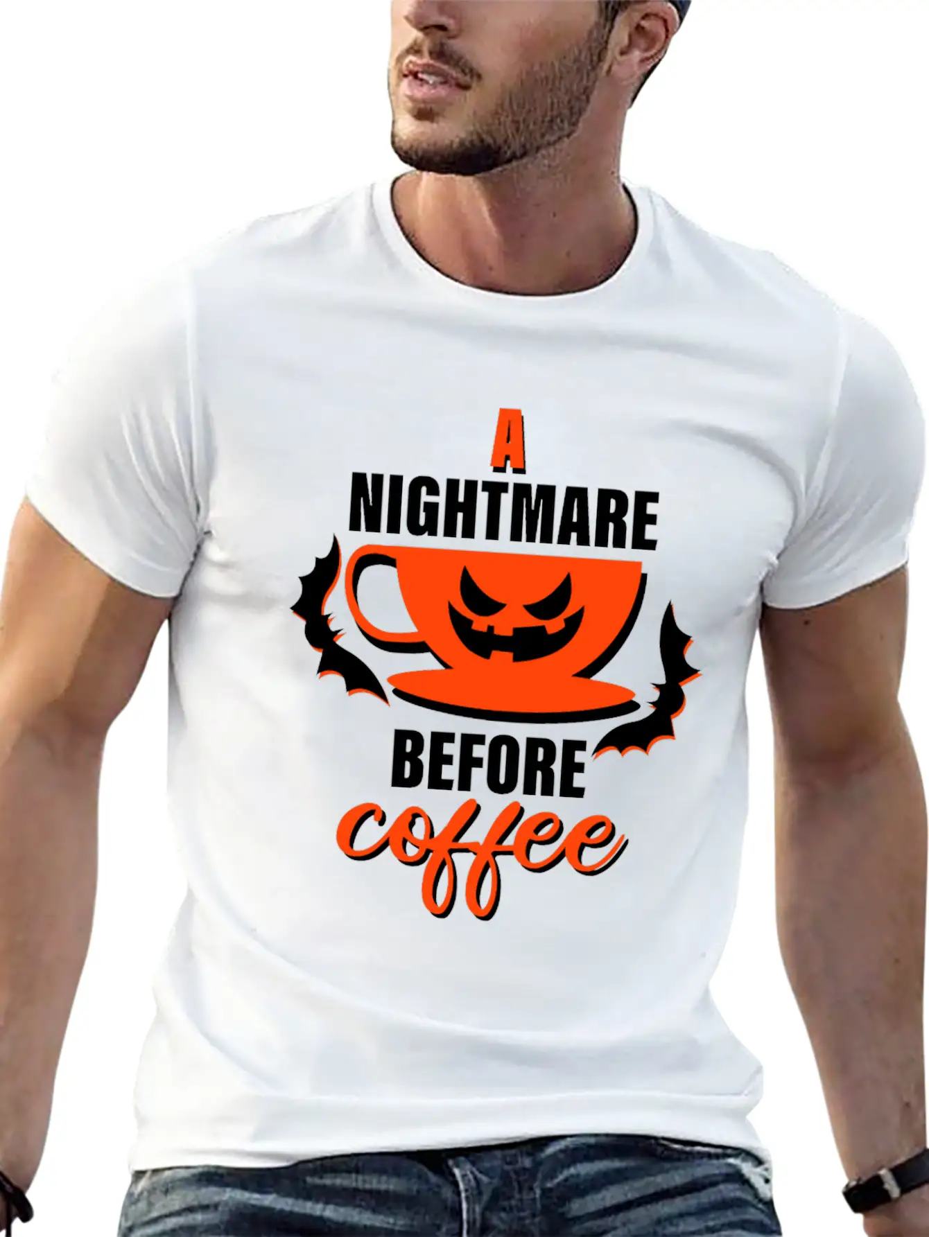 A Nightmare Before Coffee - Halloween Basic Graphic T-Shirt – Daily Comfort In Soft Cotton