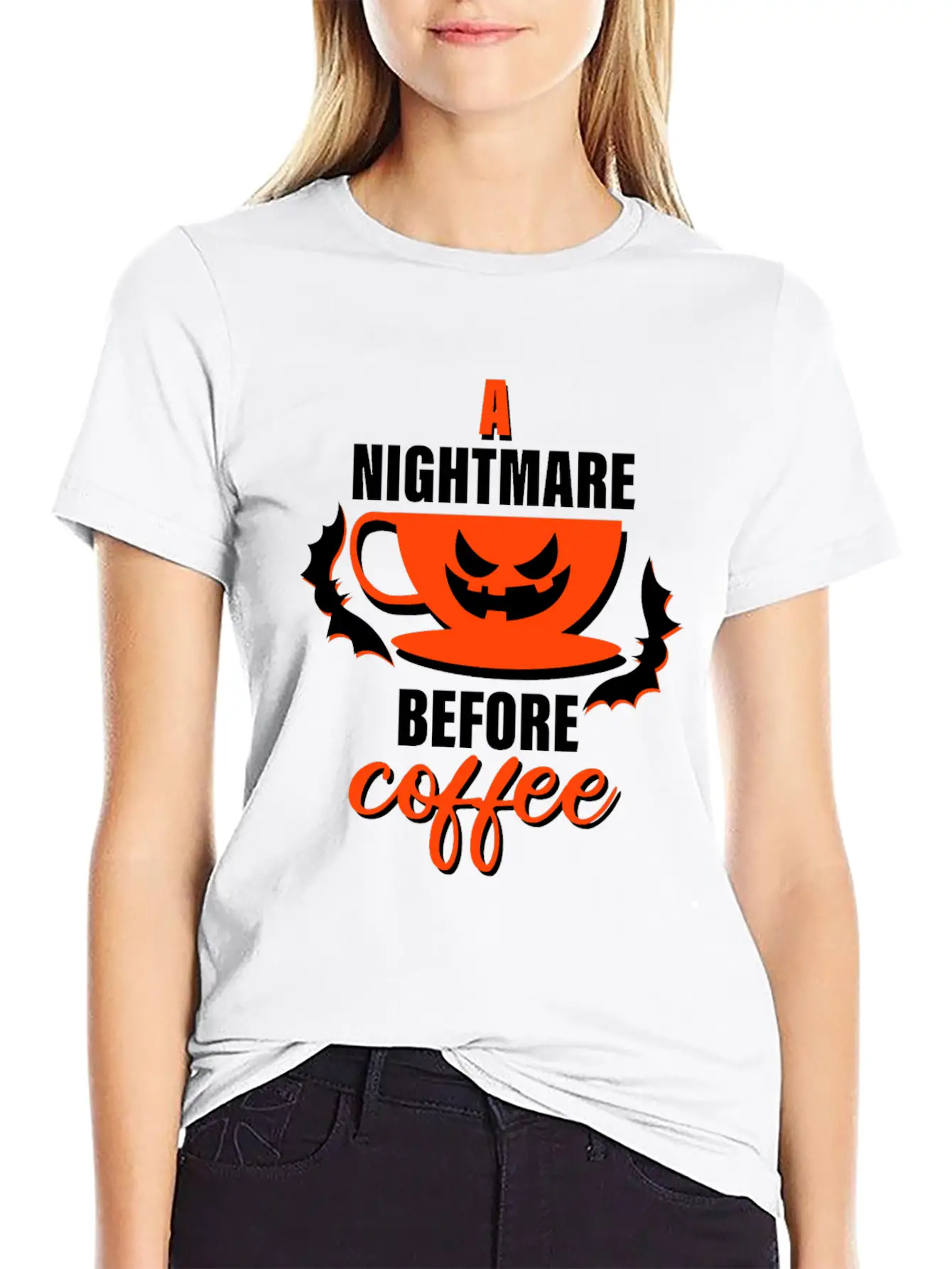 A Nightmare Before Coffee - Halloween Basic Graphic T-Shirt – Daily Comfort In Soft Cotton