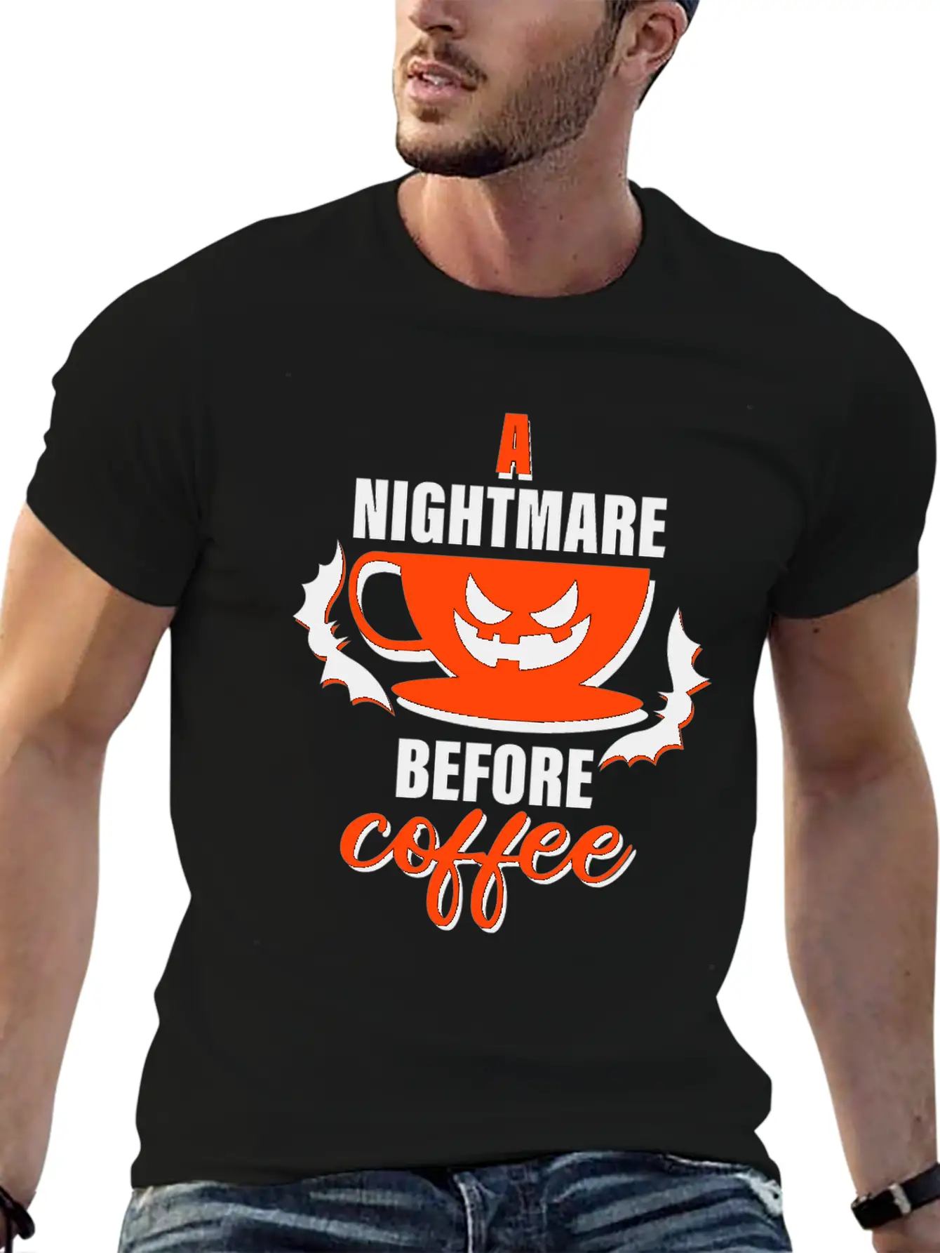 A Nightmare Before Coffee - Halloween Basic Graphic T-Shirt – Daily Comfort In Soft Cotton