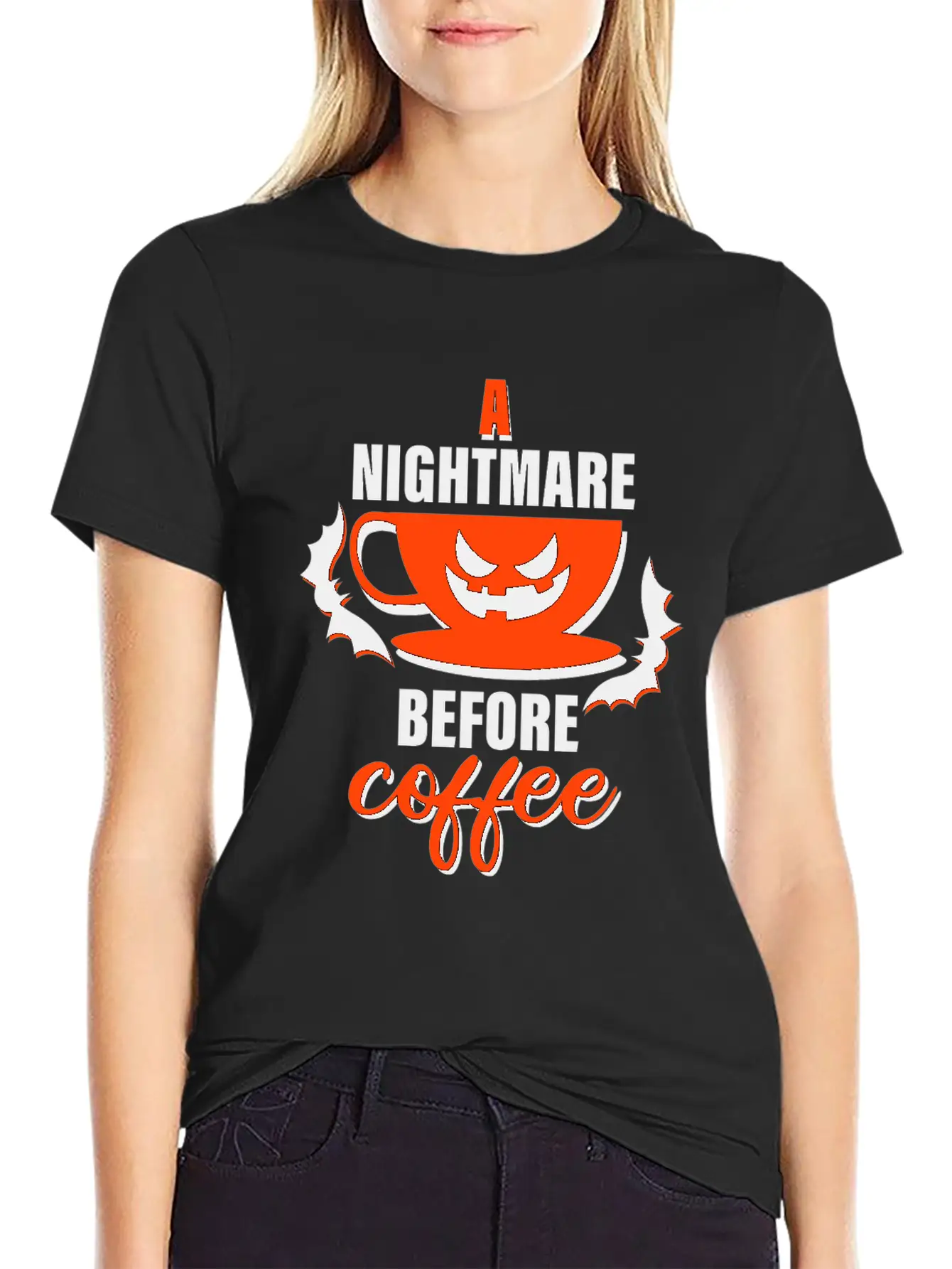 A Nightmare Before Coffee - Halloween Basic Graphic T-Shirt – Daily Comfort In Soft Cotton