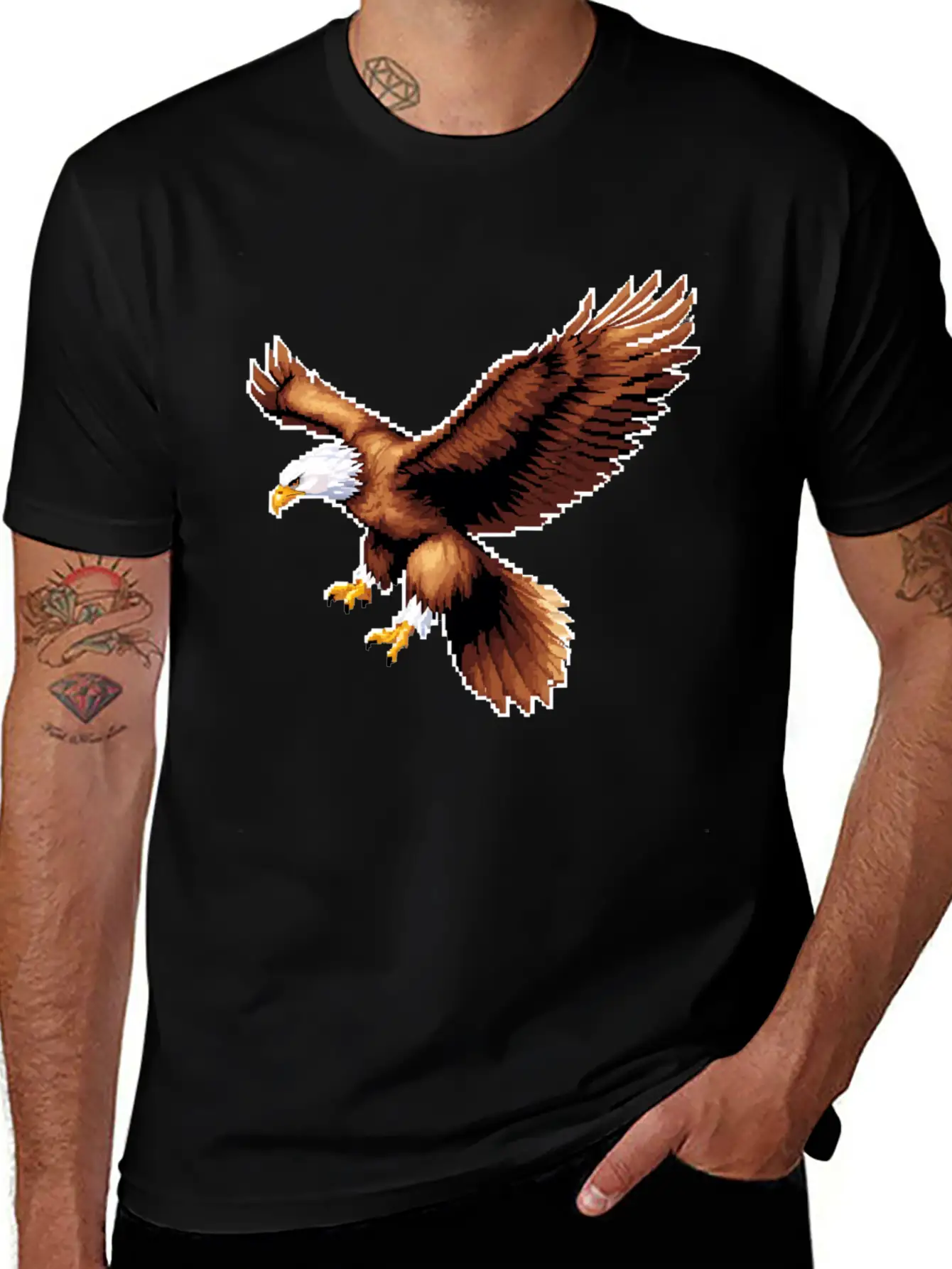 A Pixel Art Of A Eagle Basic Graphic T-Shirt – Daily Comfort In Soft Cotton