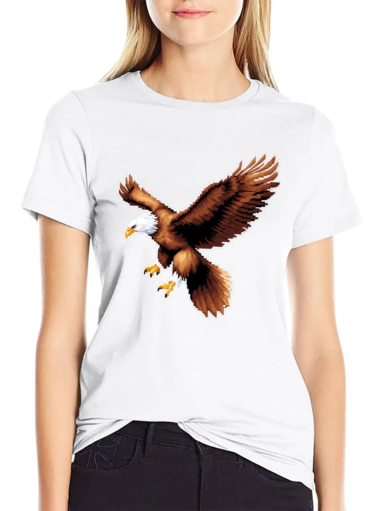 A Pixel Art Of A Eagle Basic Graphic T-Shirt – Daily Comfort In Soft Cotton
